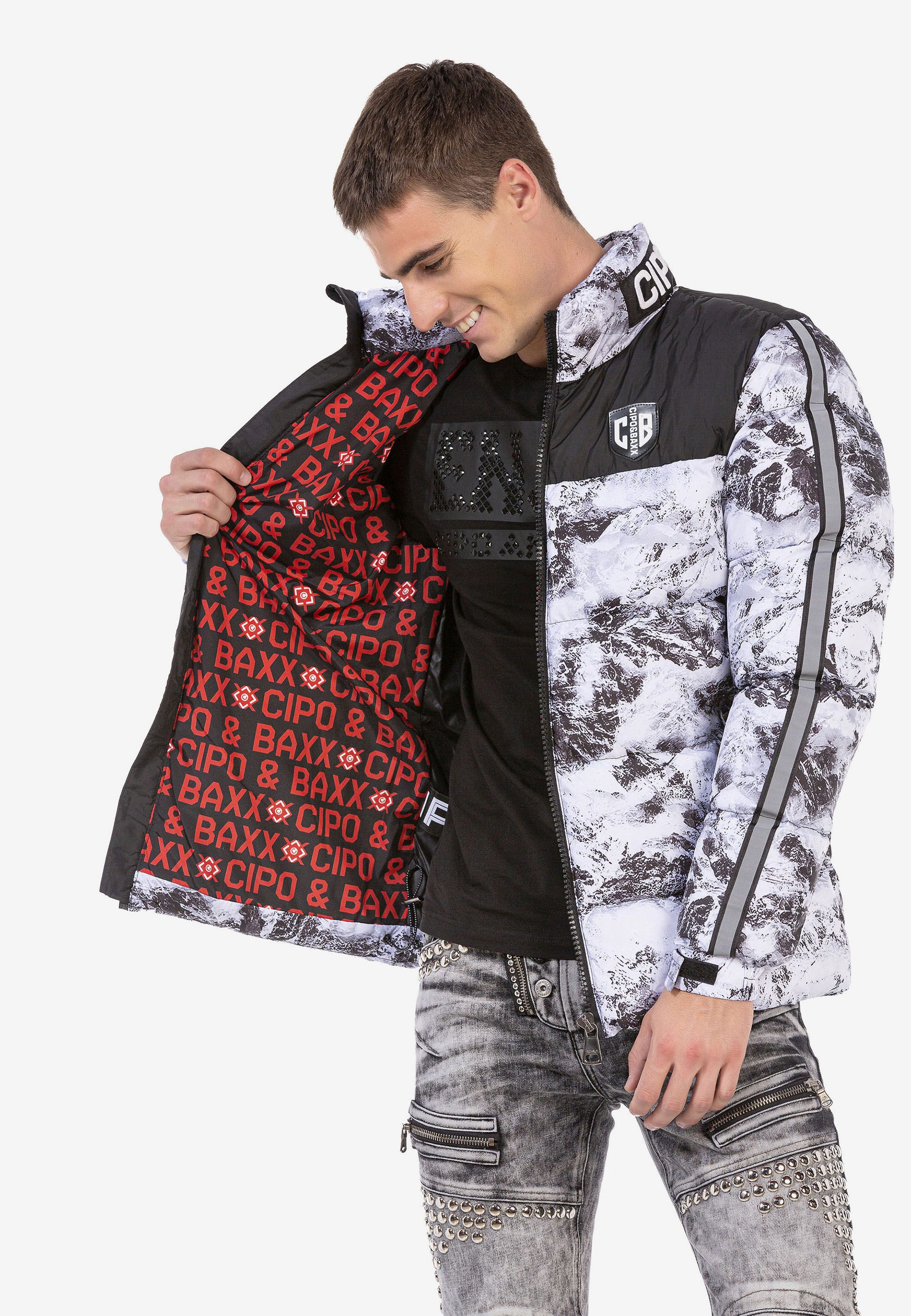 Cipo & Baxx Winterjacke Winterjacke mit Allover-Muster