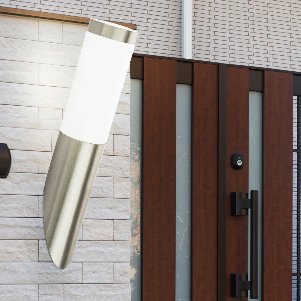 Gartenleuchte Leuchtmittel inklusive, Edelstahl Außen-Wandleuchte, Warmweiß, Wandleuchte Außenlampe etc-shop IP44 LED