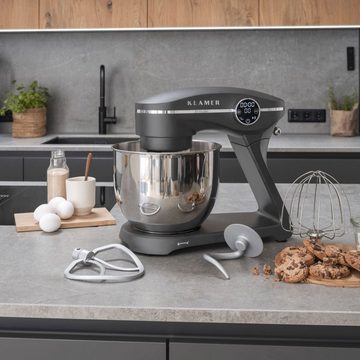 KLAMER Küchenmaschine KLAMER Küchenmaschine 1800W, Knetmaschine mit 6 Liter Edelstahl Schüs…, 1800 W, 6 l Schüssel