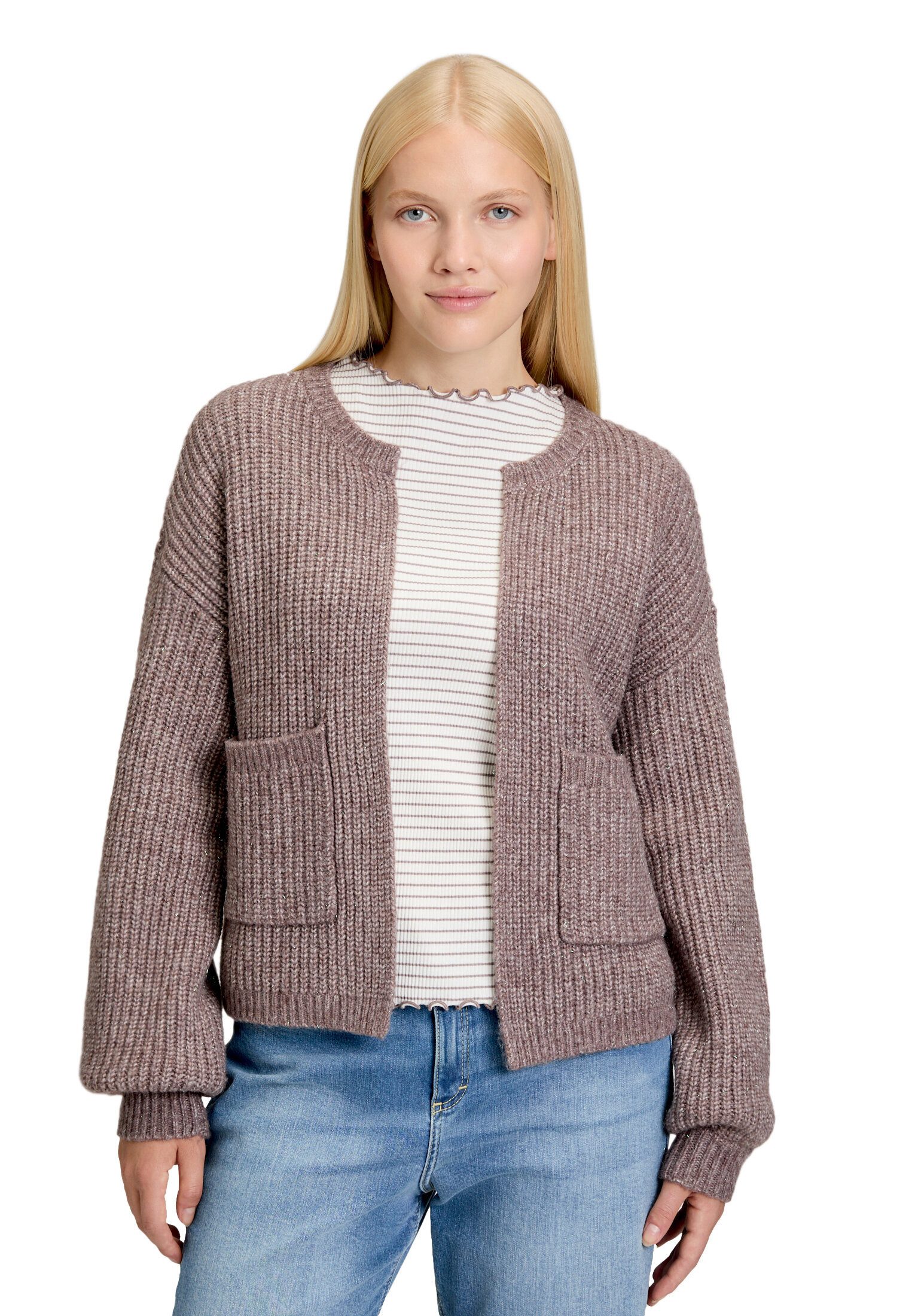 Cartoon Strickjacke Damen mit Taschen (1-tlg)