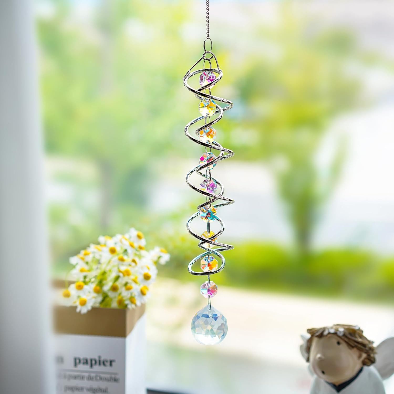 Coonoor Dekohänger Kristall Sonnenfänger Zaubert Lichtreflexe Windspiel Dekoanhänger, für Fenster Haus Garten Party Hochzeit Dekoration – Bild 4 von 5