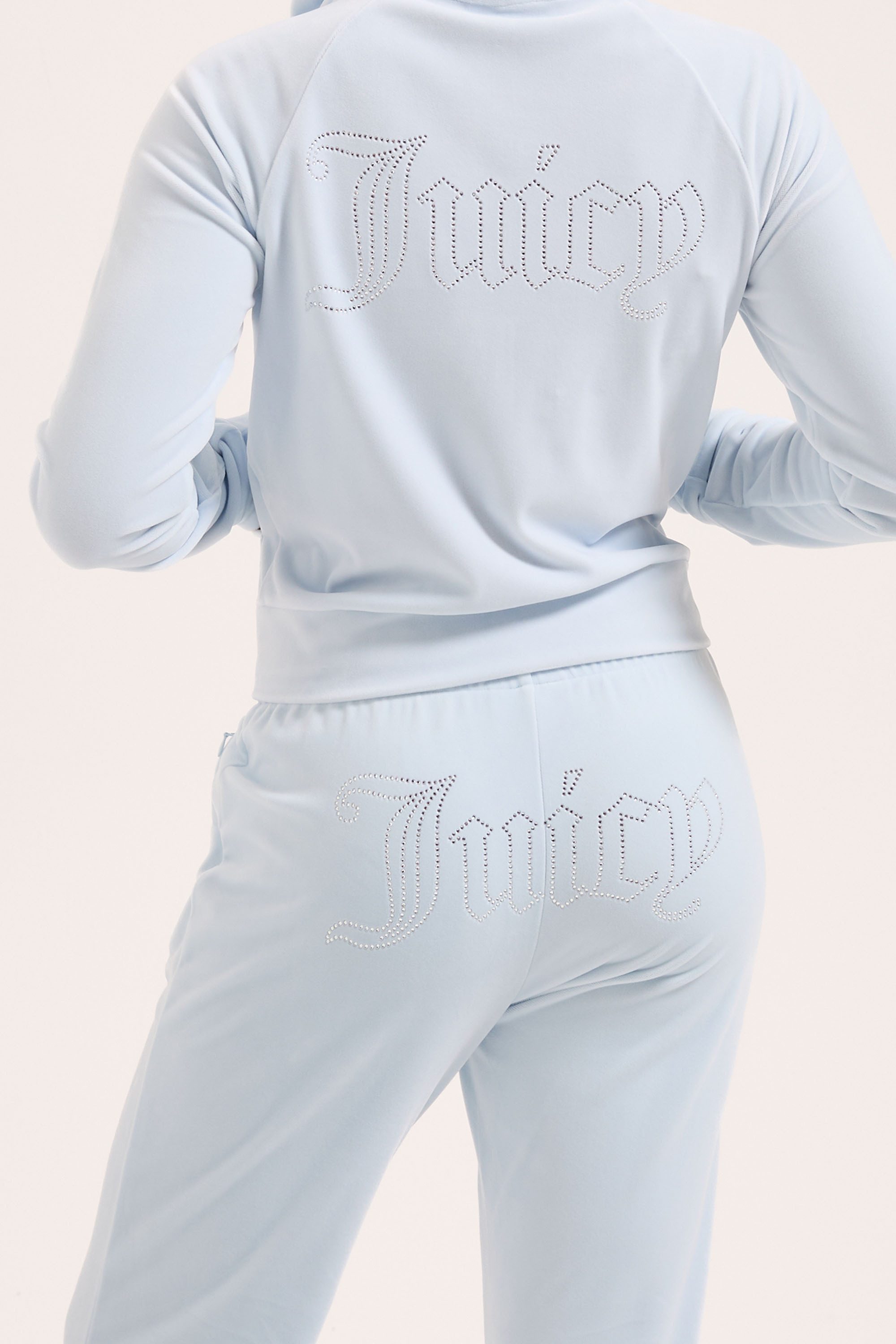 Juicy Couture Sweathose TINA OUTLINE TRACKPANT WITH DIAMANTE BR Damen Trainingshose Damen, Sweathose, Velour, Jogginghose mit Glitzer, Sale