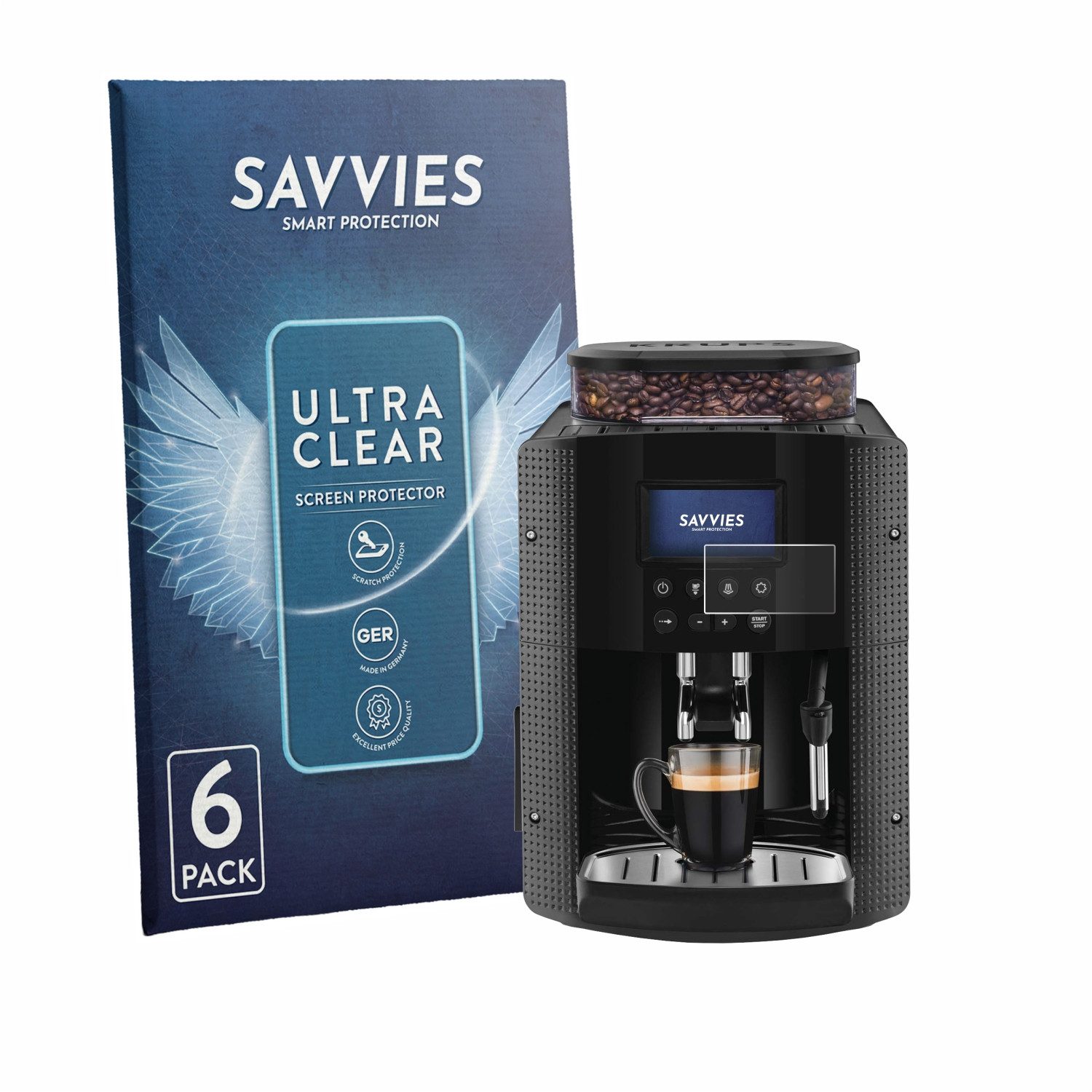 Savvies Displayschutzfolie Schutzfolie für Krups Essential YY8135FD, 6 Stück, Displayschutz Schutz Folie Klar Transparent