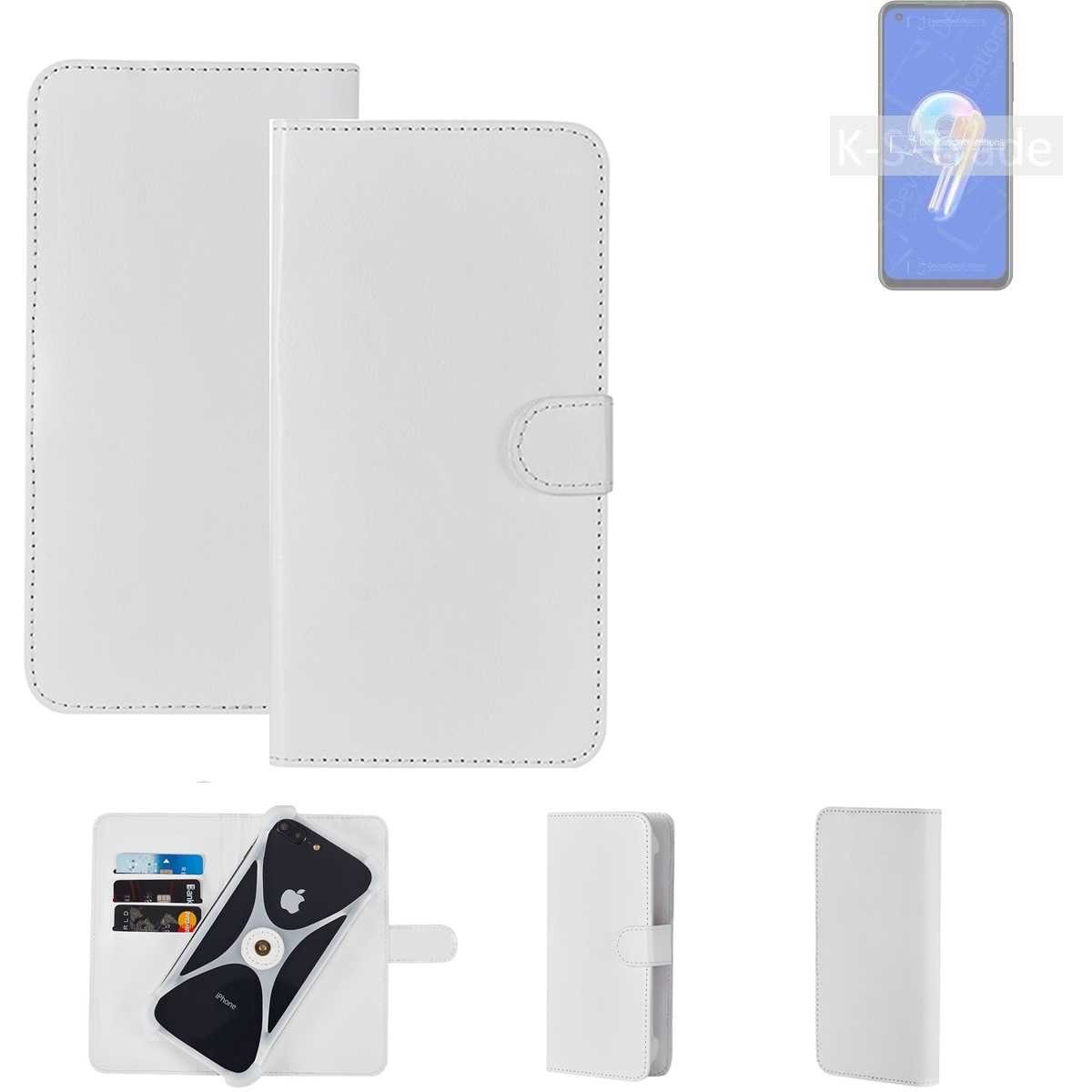 K-S-Trade Handyhülle für Asus Zenfone 9, Handy Hülle Schutz Hülle Cover Case Bookstyle Bumper weiß 1x