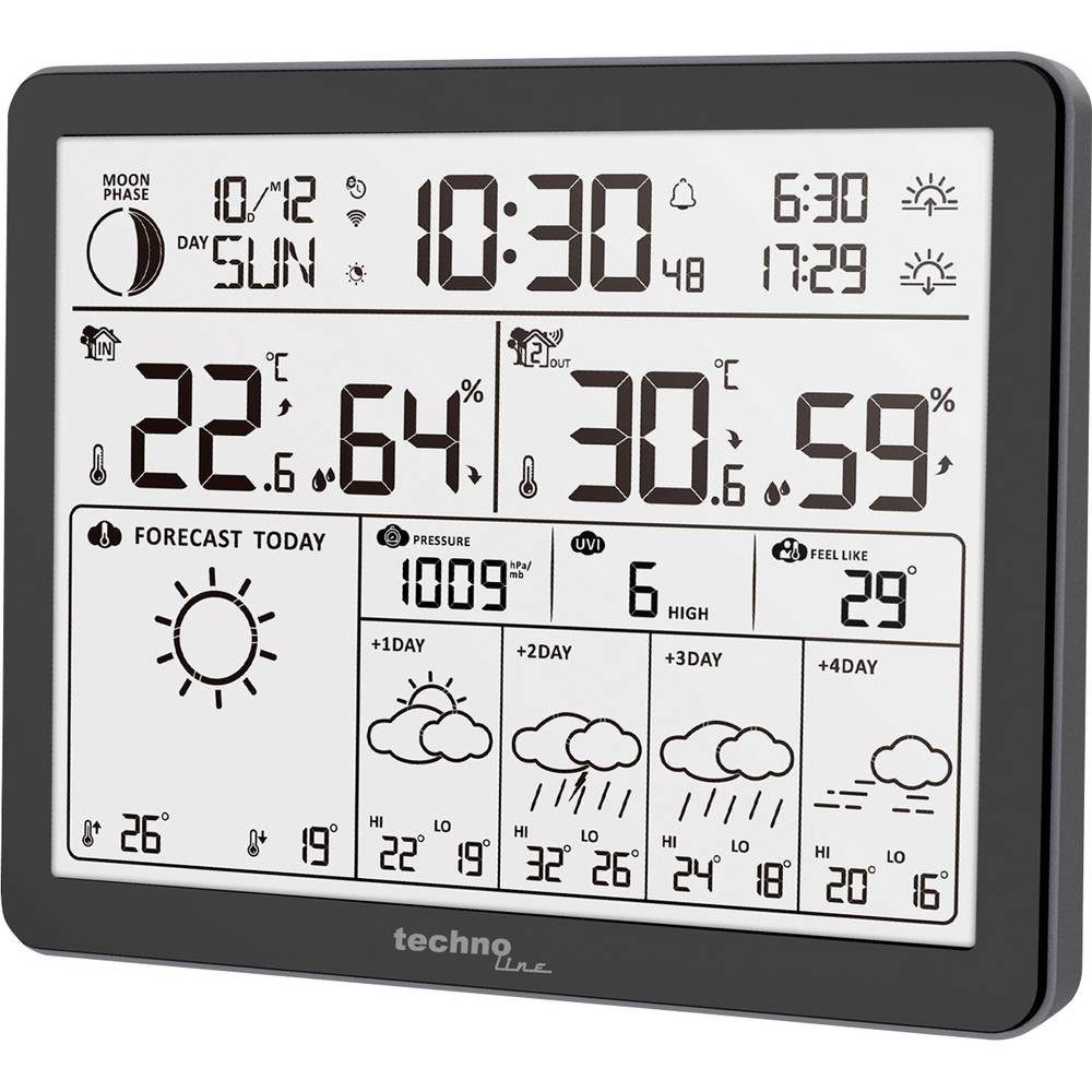 Techno Line WD3000 WLAN-Wetterstation Vorhersage für 4 Tage Anzahl Sensoren max. Wetterstation