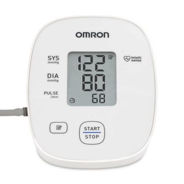 Omron Blutdruckmessgerät Omron M300 Oberarm-Blutdruckmessgerät, Erkennung von Herzrhythmusstörungen, Speicher für 2 Benutzer, Einfache Anwendung, kein starkes aufpumpen