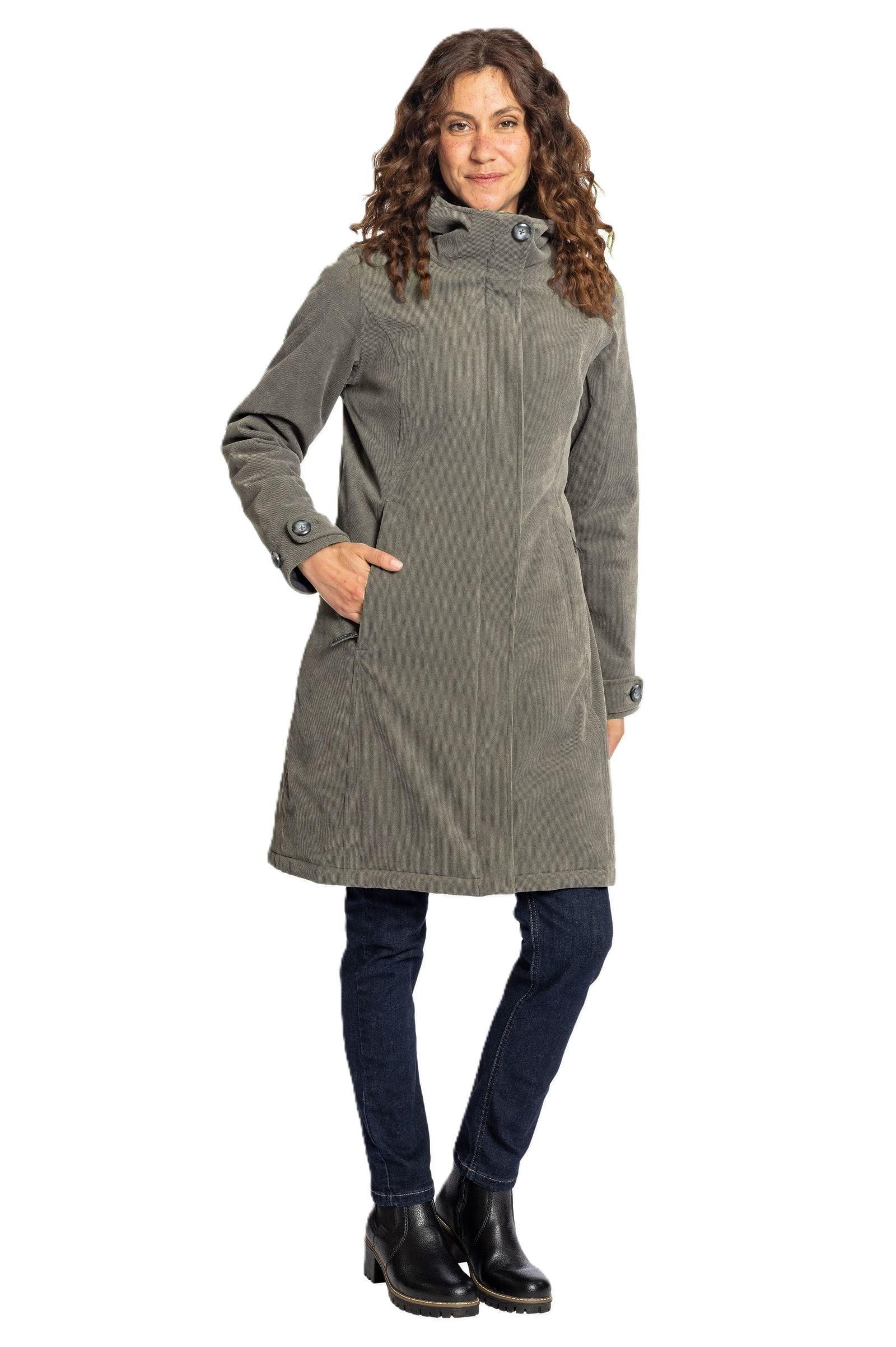 Elkline Wintermantel Glasgow Cord (winddicht, wasserdicht, warm) stonegrau Damen