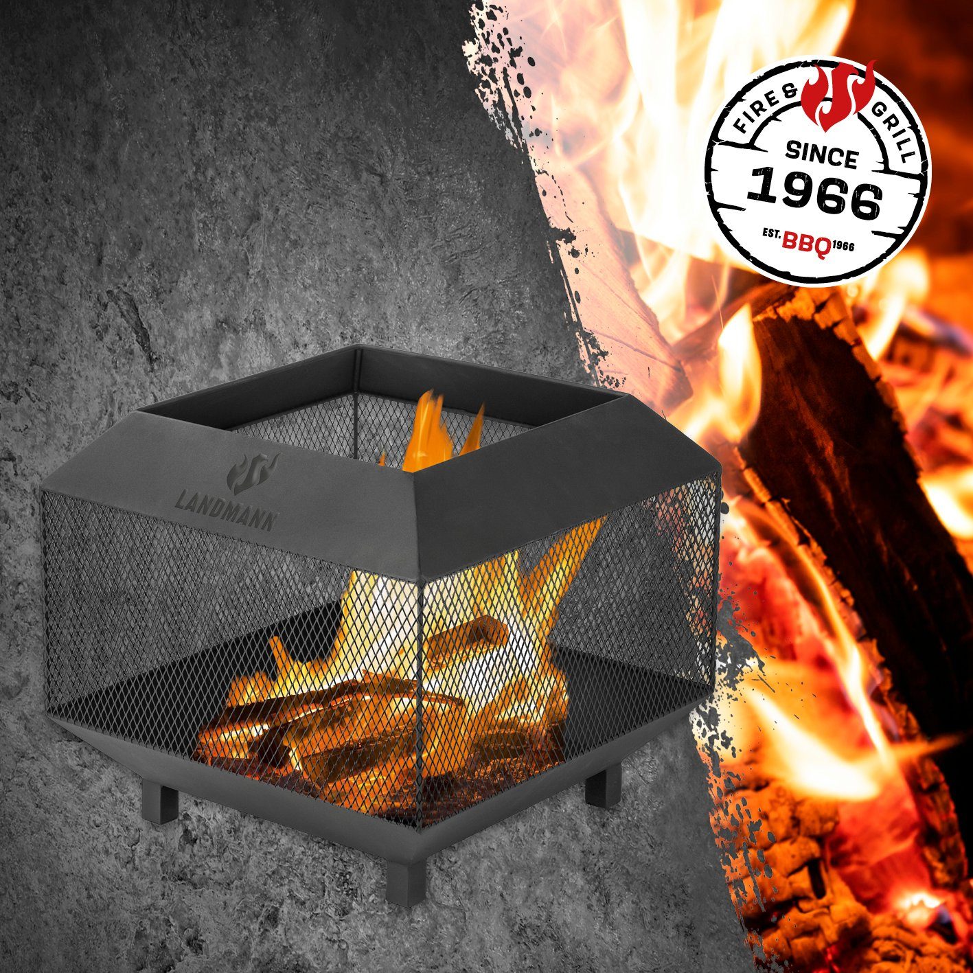 LANDMANN Feuerkorb »Cube Feuerstelle 44x47cm schwarz«, Feuerschale  pulverbeschichteter Stahl wetterfest stabil