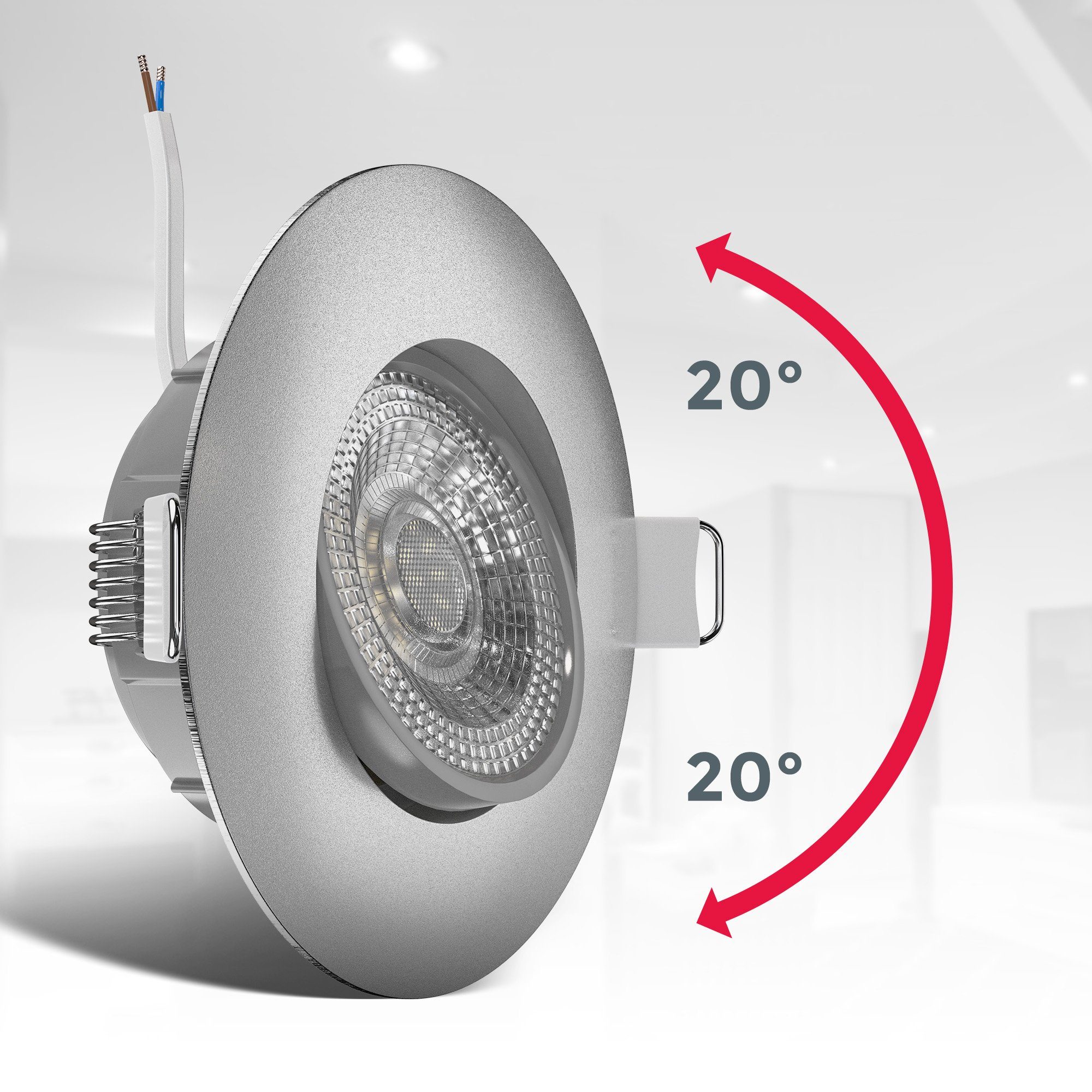 B.K.Licht LED Einbaustrahler SET Einbauleuchten 90mm dimmbar 230V ultra-flach schwenkbar, Ohne Dimmfunktion, LED fest integriert, 3000K - Warmweiß, 6x dimmbare Einbauspots Decke schwenkbar Wohnzimmer Büro - BKL1285