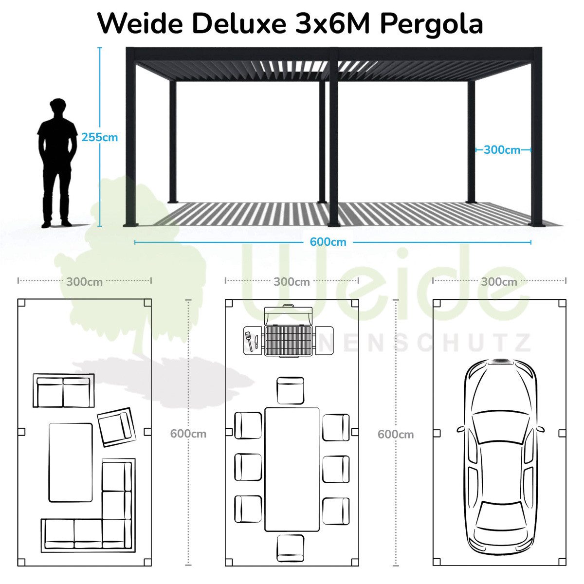 Weide Pergola Elektrische Pergola Deluxe Weiß Aluminium 3 x 6 M Inkl
