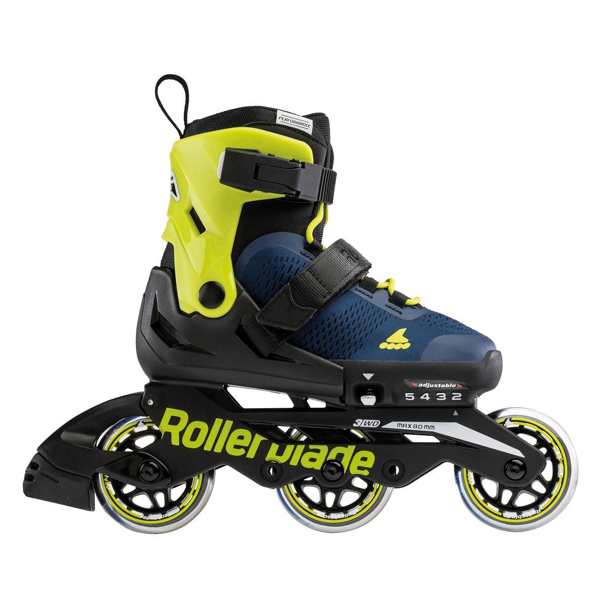 ROLLERBLADE Inlineskates Microblade 3WD (Rollen: 80mm/82A, Kugellager: SG3) royalblau/lime