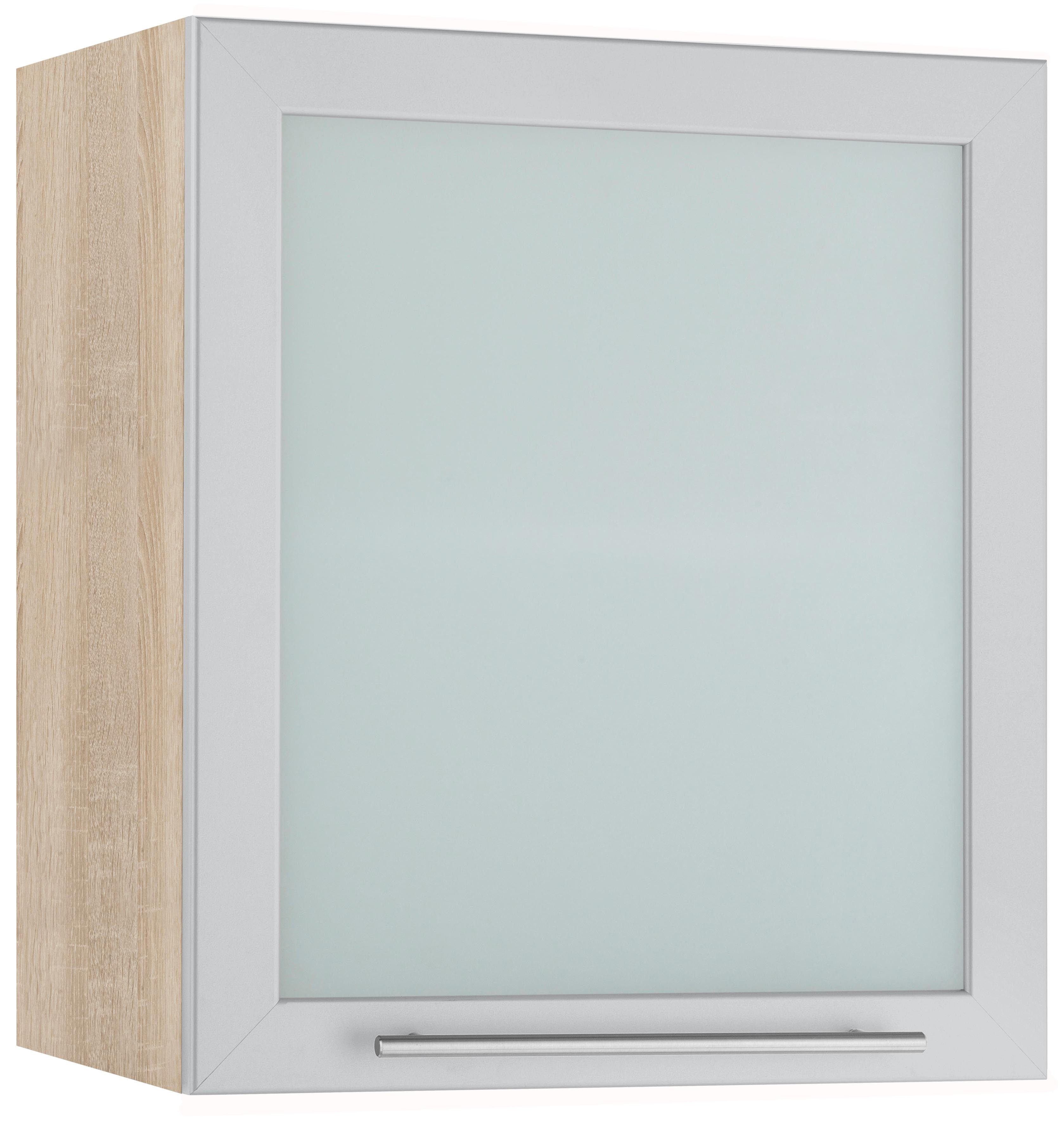 wiho Küchen Glashängeschrank Flexi2 Breite 50 cm alufarben/eichefarben