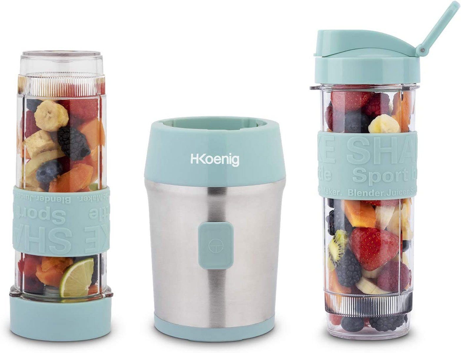 H.Koenig Smoothie-Maker SMOO16 Mini Standmixer, Blau, 300 W