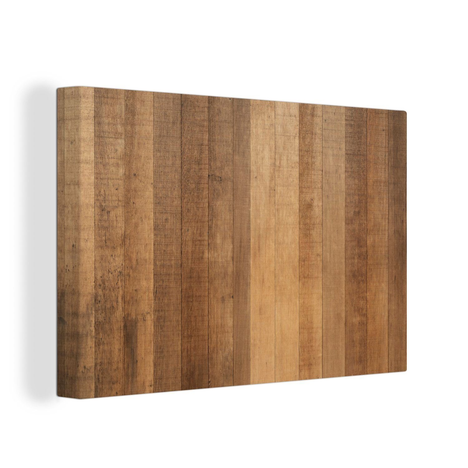 OneMillionCanvasses® Leinwandbild Eine Holzstruktur mit schmalen Brettern in verschiedenen Farben, (1 St), Wandbild Leinwandbilder, Aufhängefertig, Wanddeko, 30x20 cm