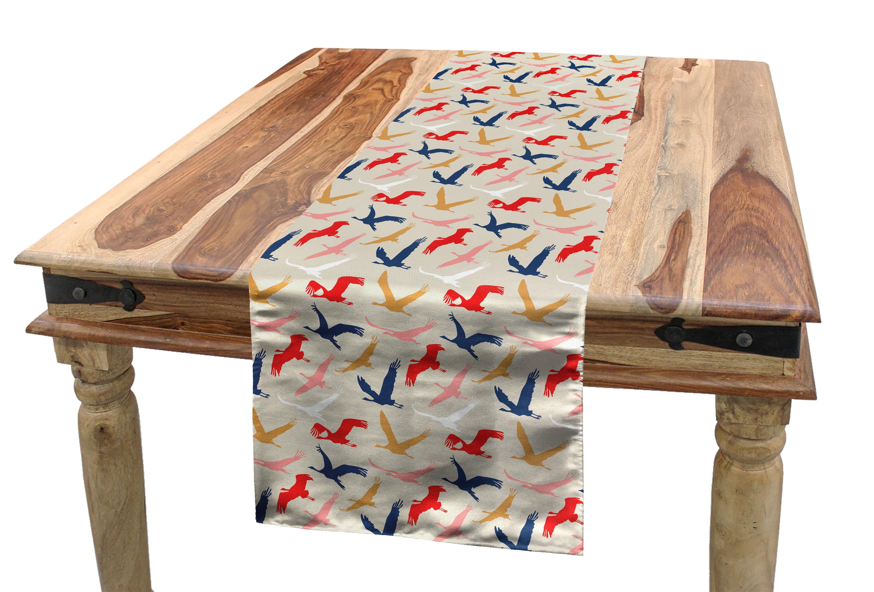 Abakuhaus Tischläufer Esszimmer Küche Silhouetten Tischläufer, Rechteckiger Vögel Dekorativer Pelicans