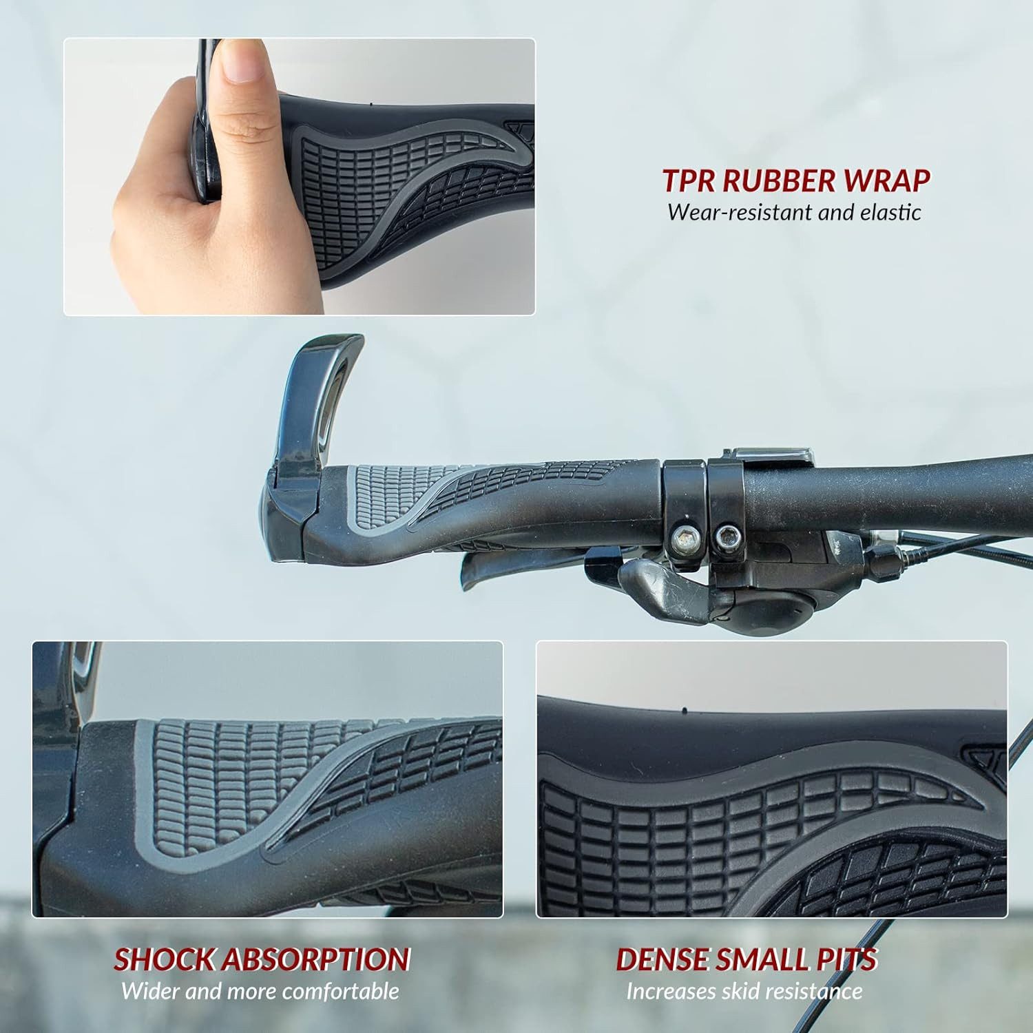 ROCKBROS Fahrradlenkergriff ergonomisch Fahrradgriffe rutschfest (Lenkergriffe Fahrrad mit Zwei Seiten Lock-On für MTB, E-Bike, Cityrad Rennrad für 22,2 MM Lenk – Bild 4 von 5