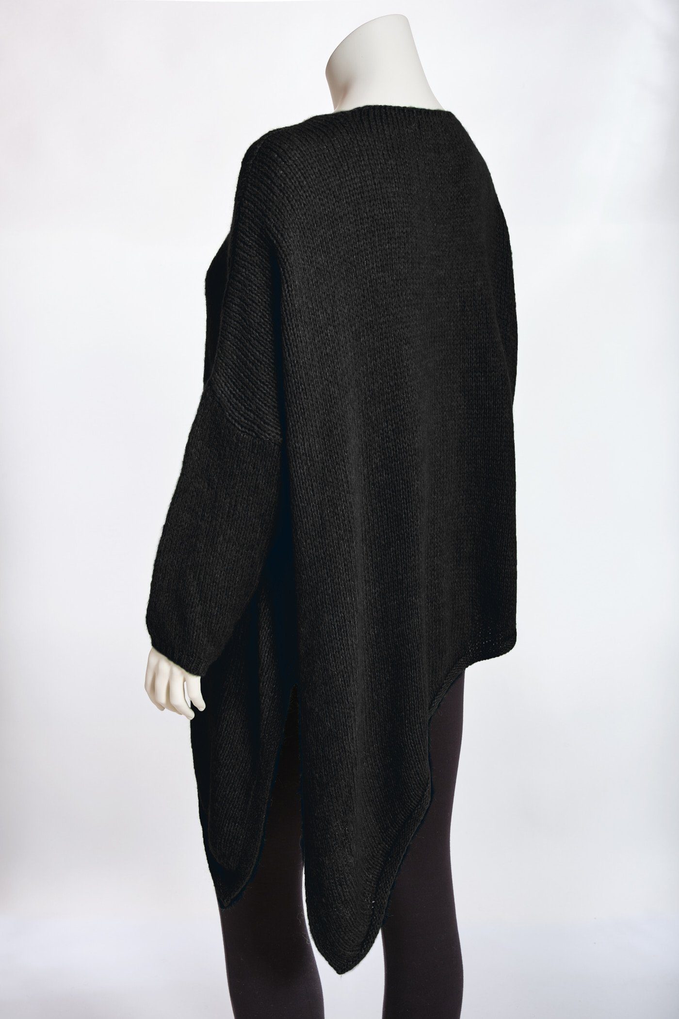oversized Grobstrick-Pullover V-Ausschnitt Asymmetrischer schwarz PEKIVESSA langarm Strickpullover Damen (1-tlg)