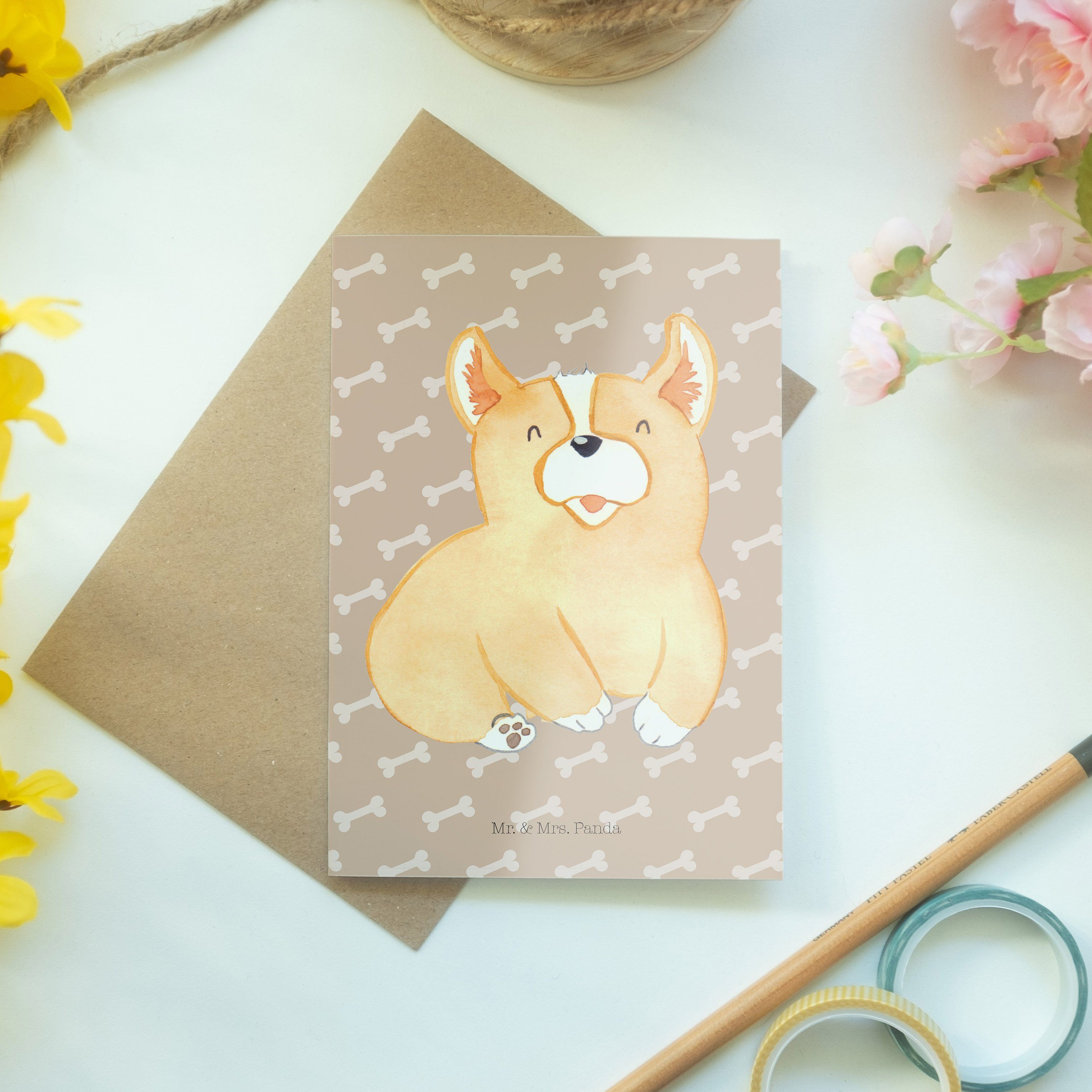Mr. & Corgie - Hochzeitskarte, Hundeglück Panda Grußkarte Geschenk, Glü Geburtstagskarte, - Mrs