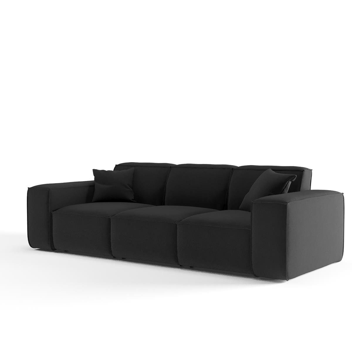 Stil, 3-Sitzer Beautysofa + aus Sessel), Set breite bestehend Wellenfedern, Lugano, + mit modernes Velourstoff, Polstergarnitur Cordstoff Armlehnen (aus 2-Sitzer im oder