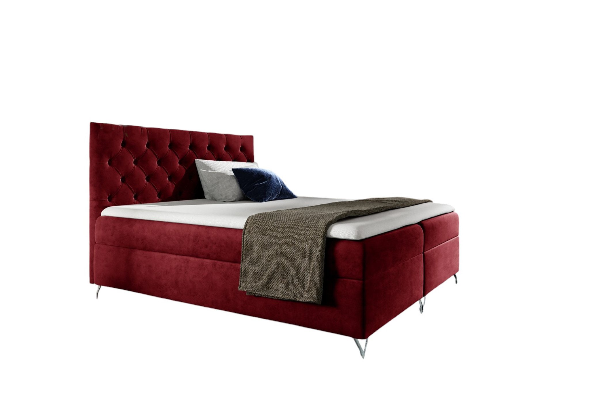 Fun Möbel Boxbett Schlafzimmerbett AMBRE in Stoff Fresh Überlänge (inkl. 2 x Bettkasten, 220cm), Inkl. Topper