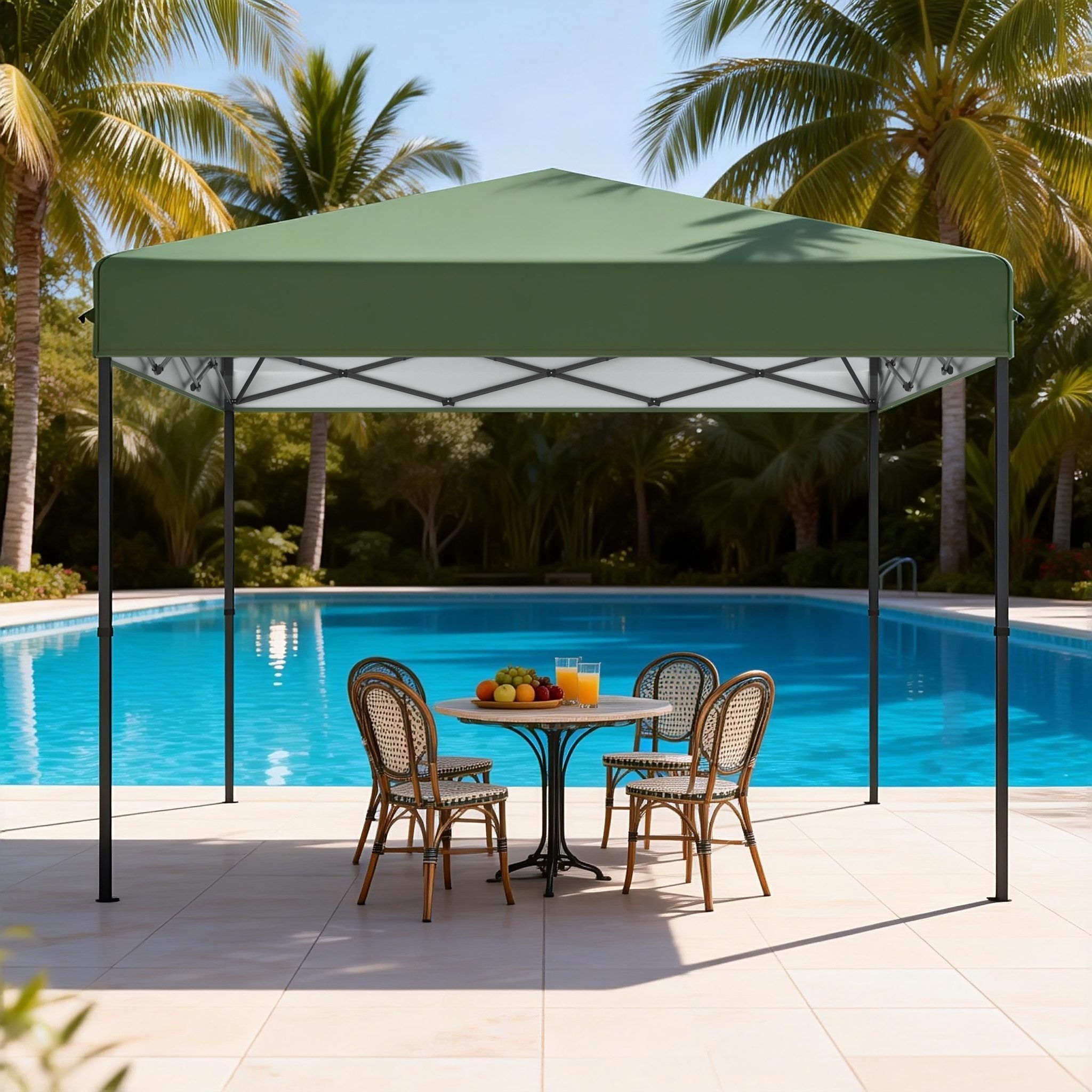 FIVMEN Partyzelt Pop Up Faltbar 3x3m für Garten Winterfest Faltpavillon Stahlrahmen, UV Schutz Camping Party, Hochzeit Höhe Verstellbar 240-260cm