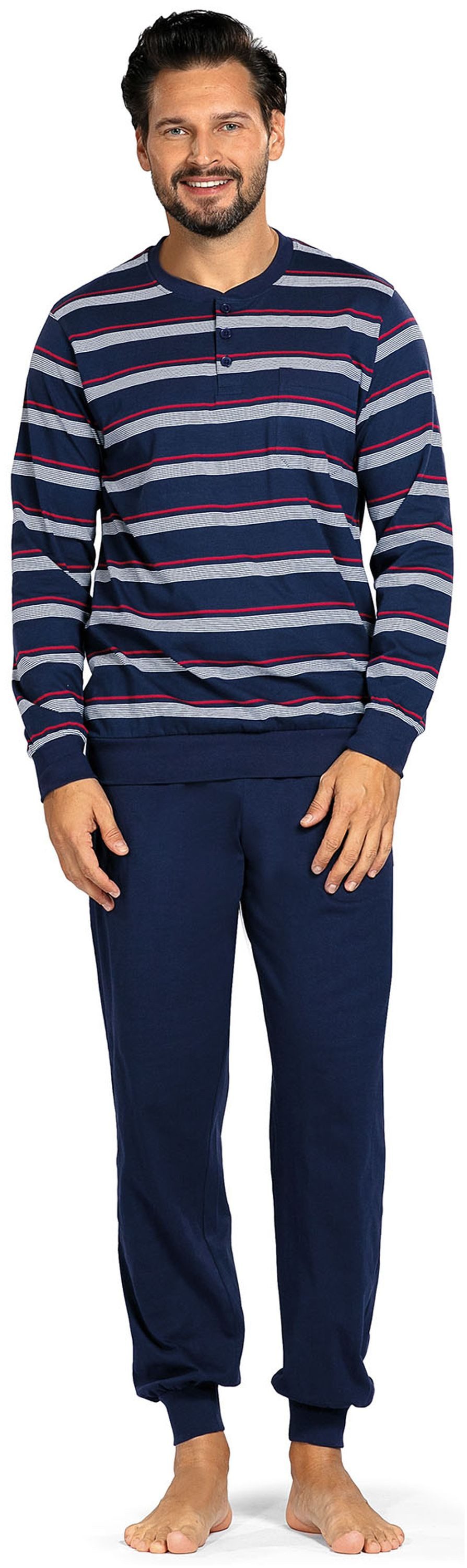 Comte Schlafanzug Gentle Frost (Set, 2 tlg., 2-teilig) Herren Pyjama lang Langarm Baumwolle geknöpft große Größen