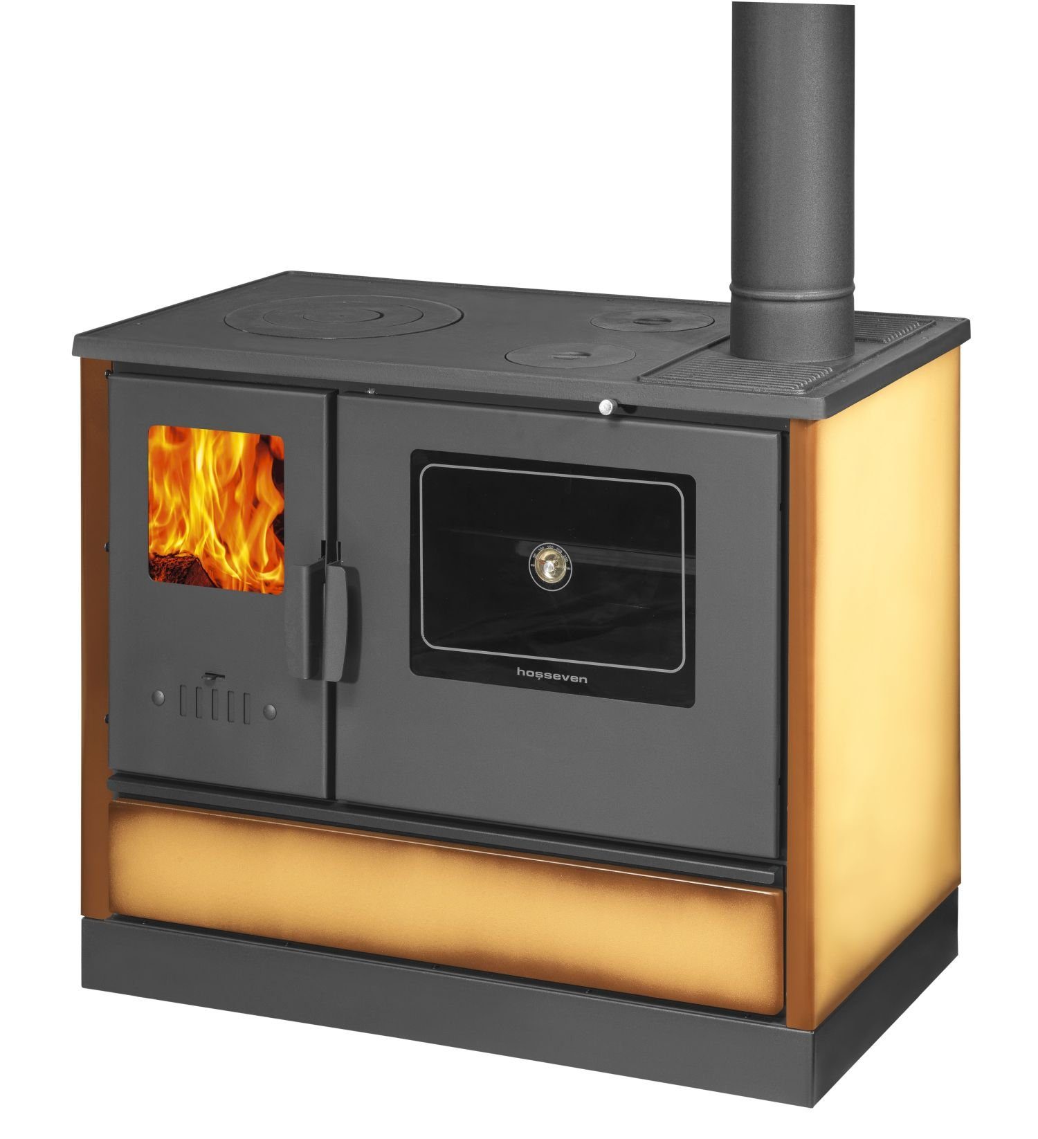 moeby24 Kaminofen Küchenofen Holzherd Kaminofen Herd Gusseisen 7,9KW BimSchV2 EEK A+, 7 kW, Küchenofen, (1-tlg), Backen / Kochen möglich