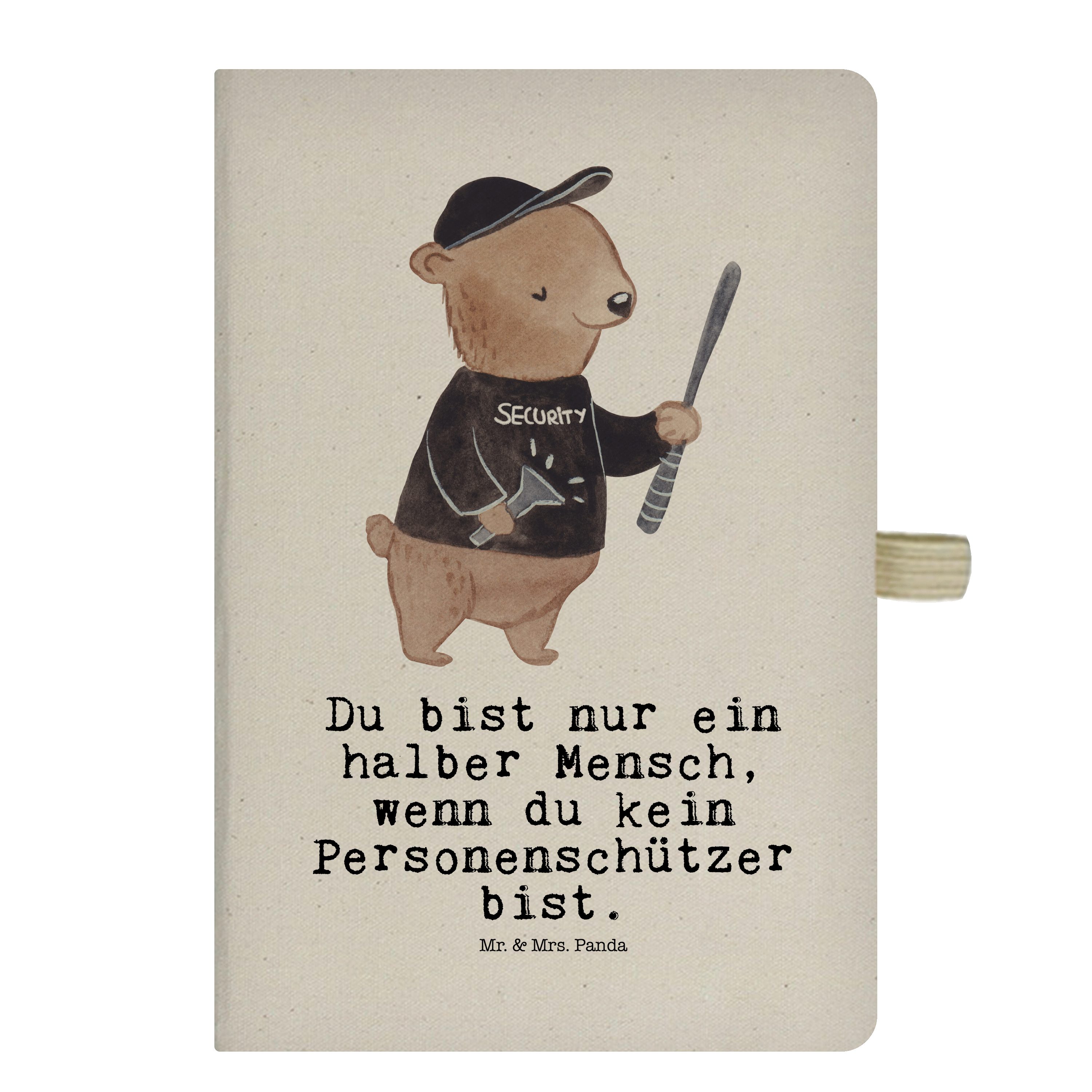 Mr. & Mrs. Panda Notizbuch Personenschützer mit Herz - Transparent - Geschenk, Eintragebuch, Aus Mr. & Mrs. Panda