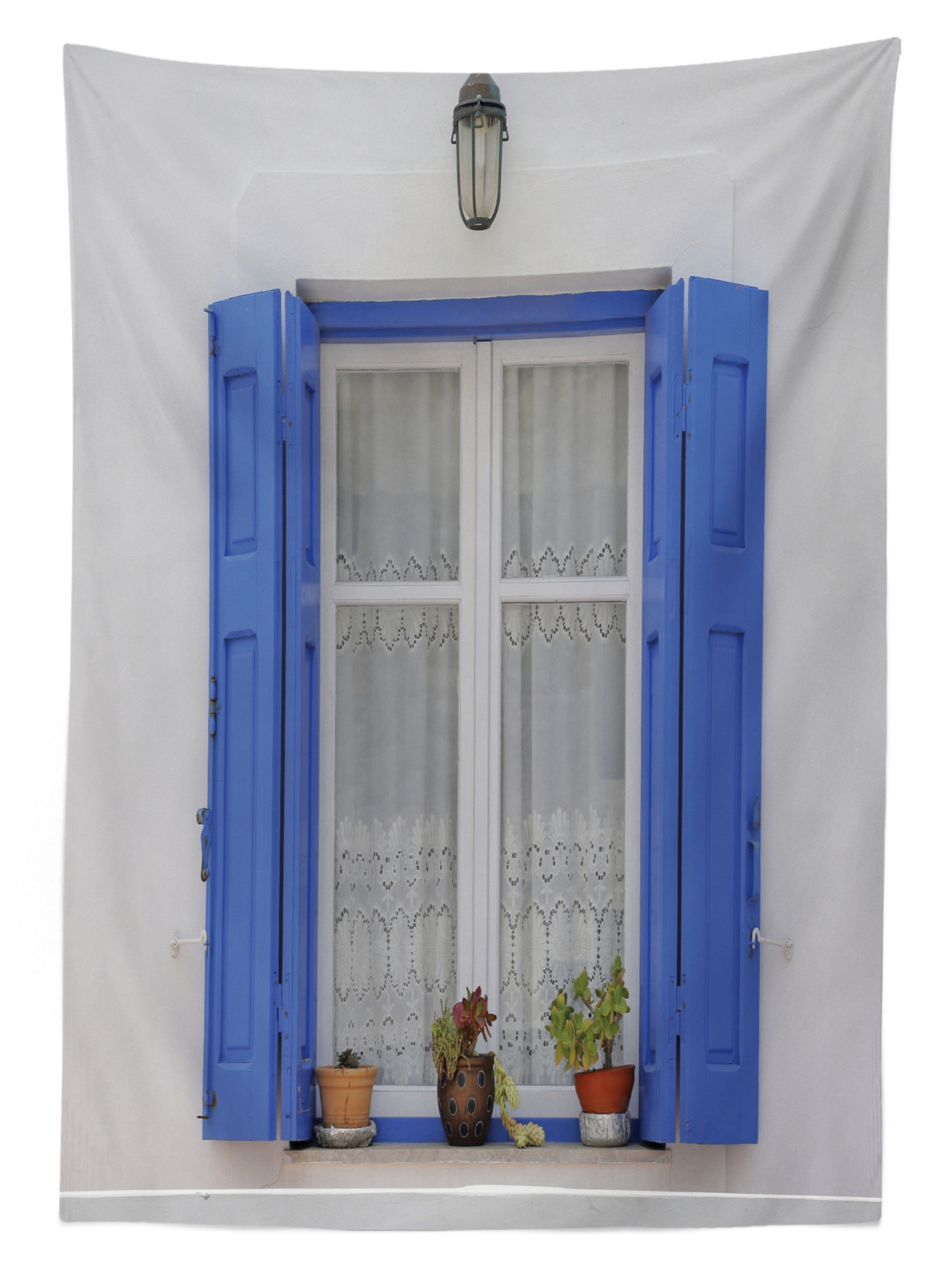Farbfest Farben, Fensterläden griechisch Blumen Waschbar den Klare Fenster Für geeignet Außen Tischdecke Abakuhaus Bereich