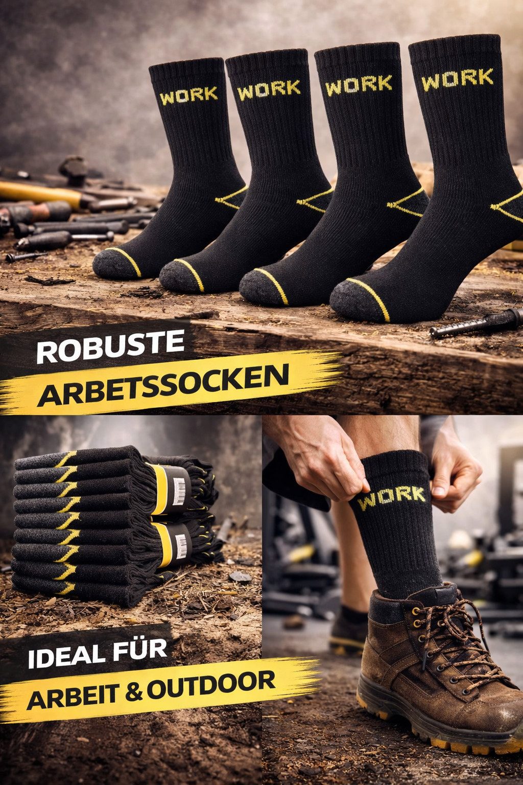 DDOnlineShop Arbeitssocken Herren - 10 Paar Work Socken (Packung,Spar-Set, 10-Paar, 10er-Pack) Premium Qualität