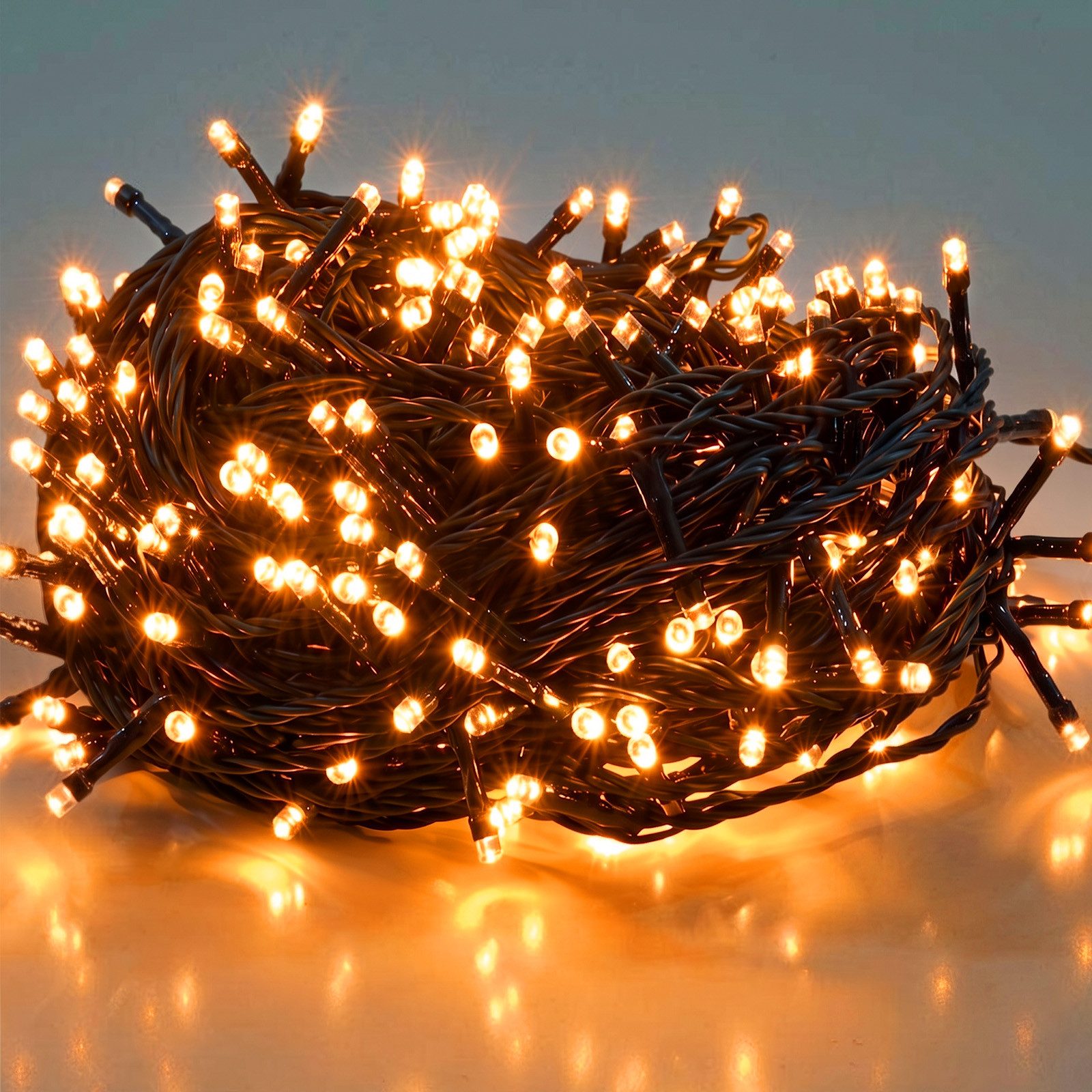 Salcar LED-Lichterkette 5-30m LED Dekoration Weihnachtsbaum 50-600 LED Außen Weihnachtsdeko, 5m 50 LED, 8 Modi und Tmer, Rot-orange, Weihnachtsbeleuchtung