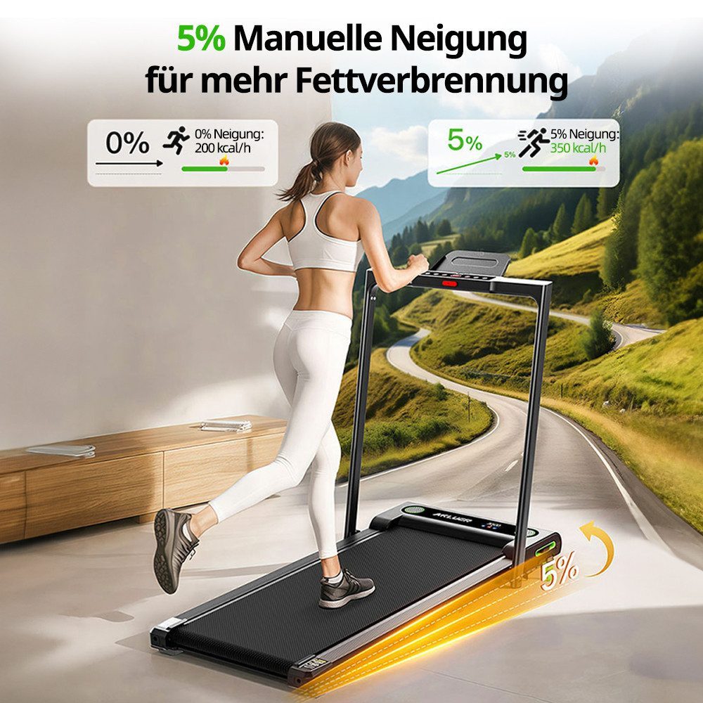 Akluer Laufband mit klappbarem Griff, LED-Bildschirm und Fernbedienung, 1 bis 12 km/h, 150 kg Tragkraft, rutschfestes Band