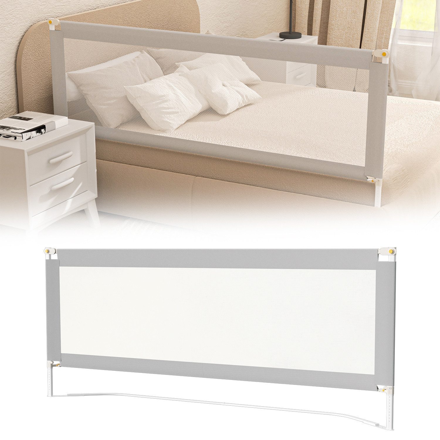 Clanmacy Bettschutzgitter Bettgitter Kinderbettgitter 150/180/200cm Bettschutzgitter Kinder Baby