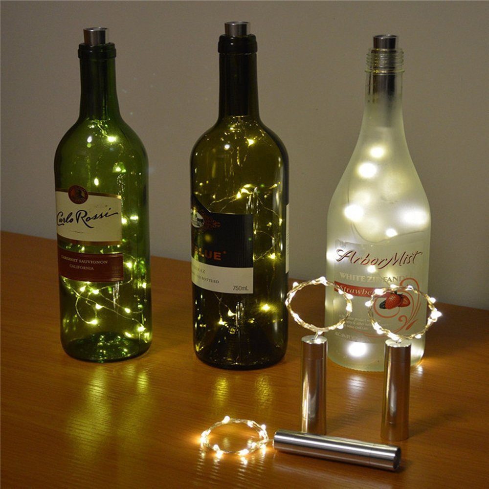 Sunicol LED-Lichterkette 15/20 LED Weinflasche Stück, Weiß Kork Lichterkette Wasserdicht Deko,6 Warmes für Flaschenlicht
