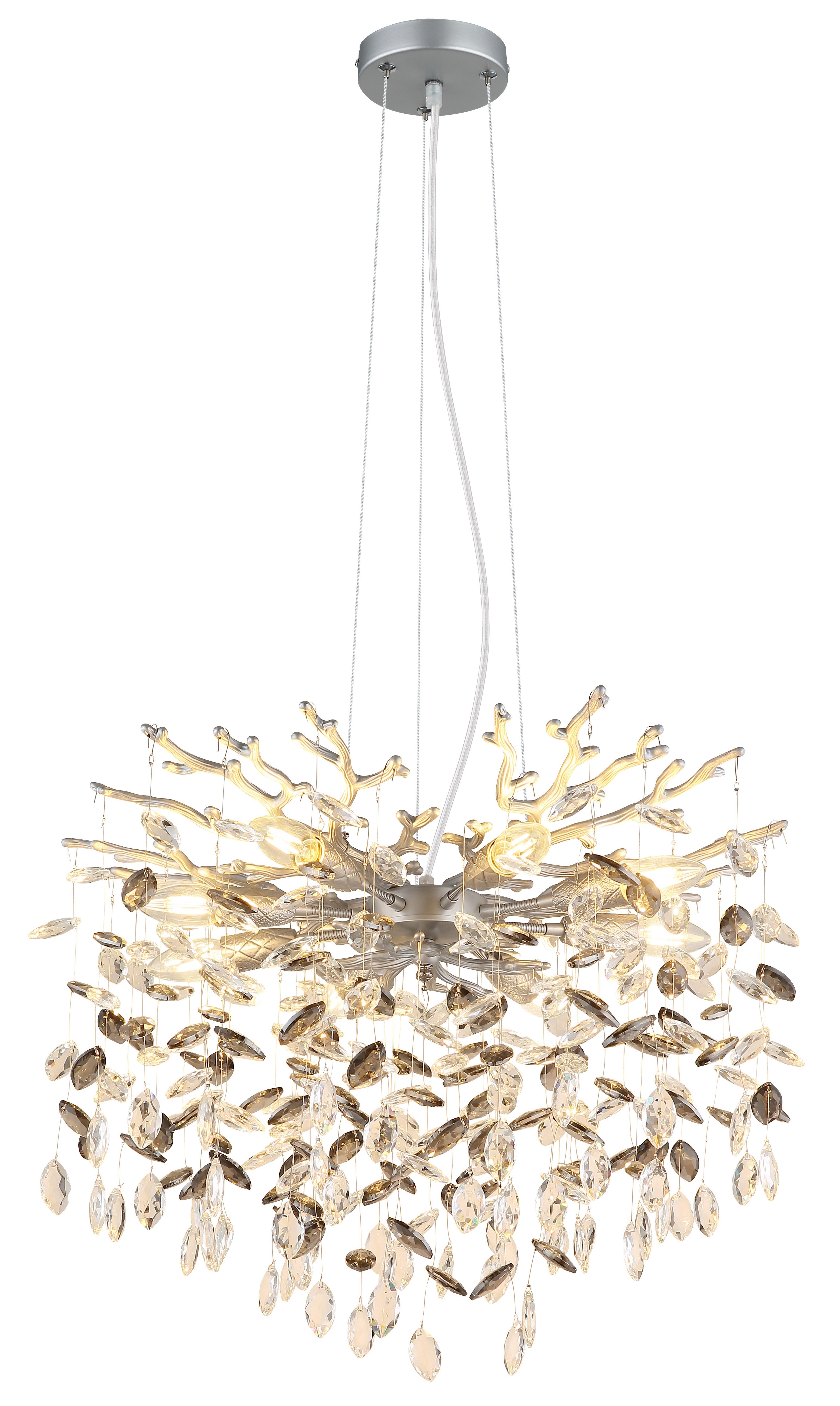 GLOBO LIGHTING QUEENA, Leuchtmittel wechselbar, Kristall Luster für Wohn- & Esszimmer, Höhe kürzbar