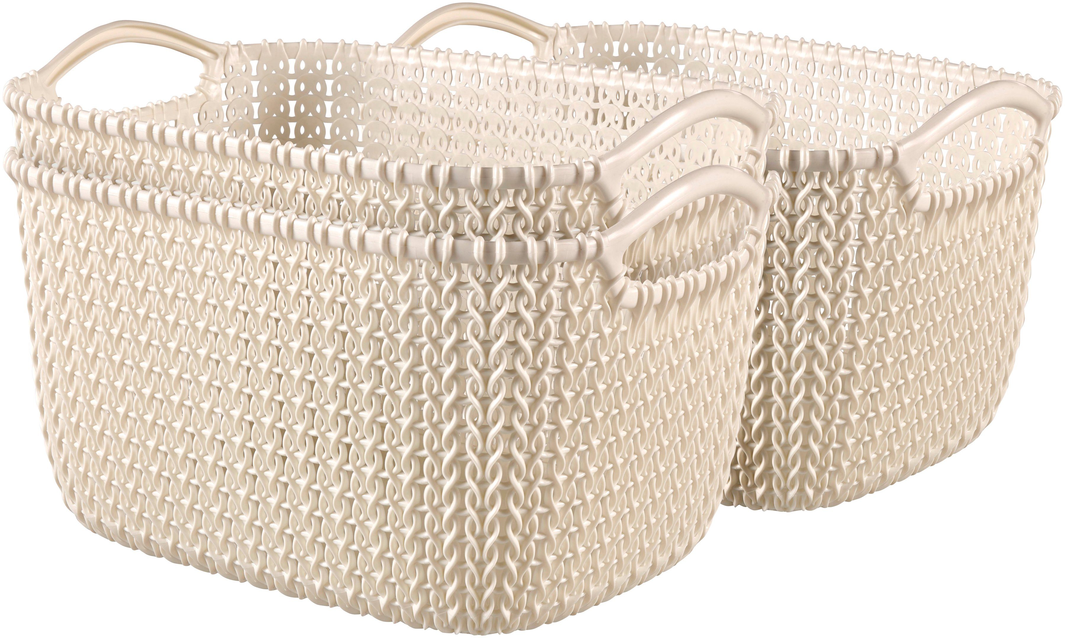 CURVER Korb »KNIT Korb S«, 3´er-Set, Multifunktionale rechteckige Körbe