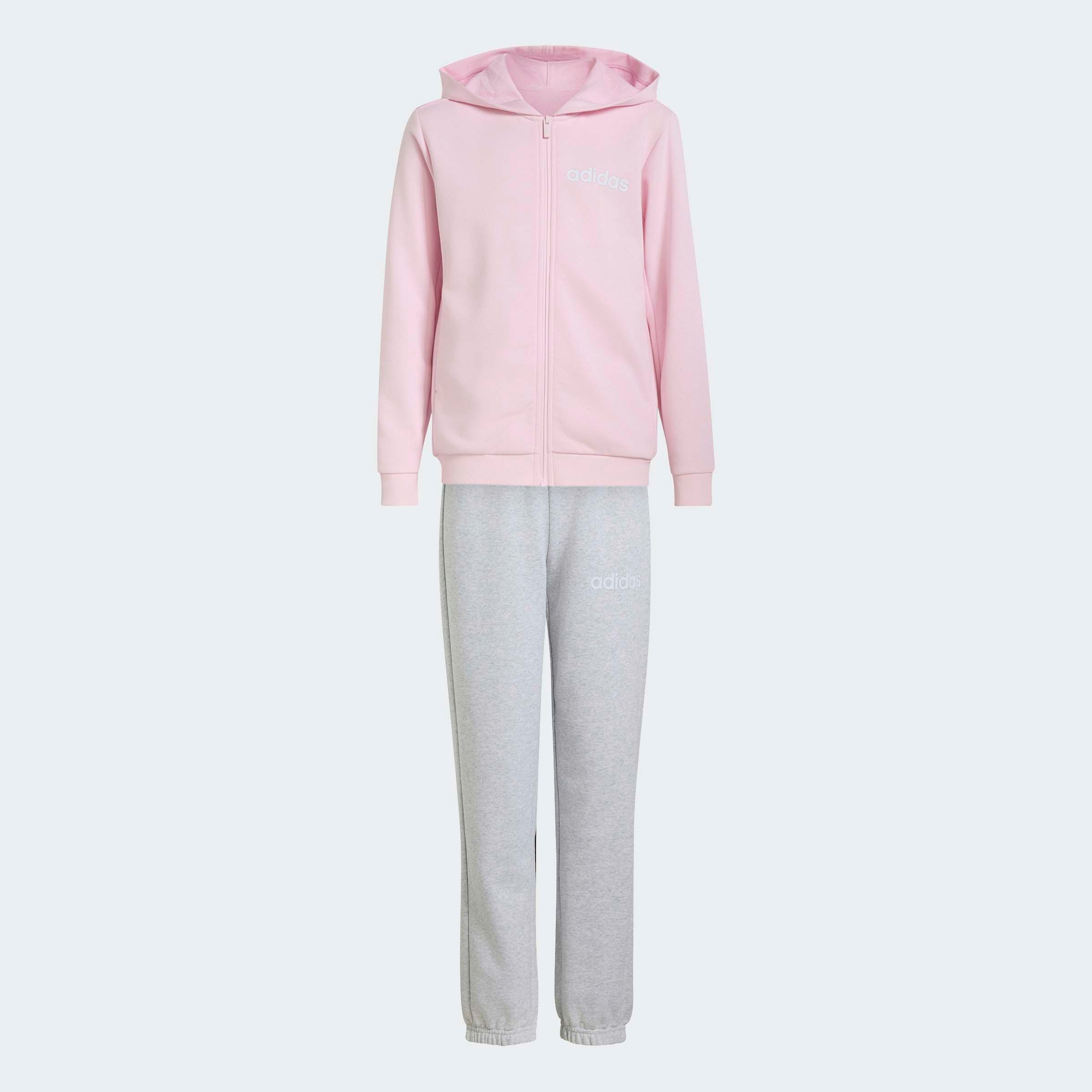 adidas Sportswear Trainingsanzug ESSENTIALS KINDER (2-tlg), zweiteilig, aus Baumwolle und Polyester, weiches French Terry
