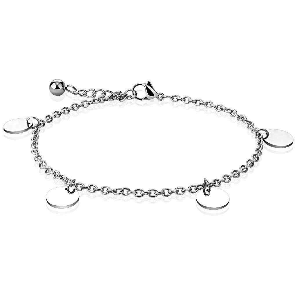BUNGSA Armband Bettelarmband mit runden Plättchen Silber aus Edelstahl Damen (1 Armband, 1-tlg), Bracelet Armschmuck
