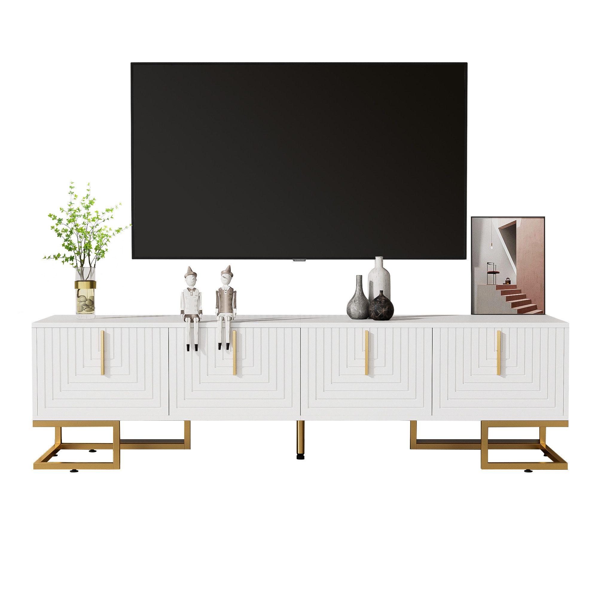Lowboard TV-Schrank, lowboard mit strukturierter Tür, Wohnzimmer Fernsehtisch