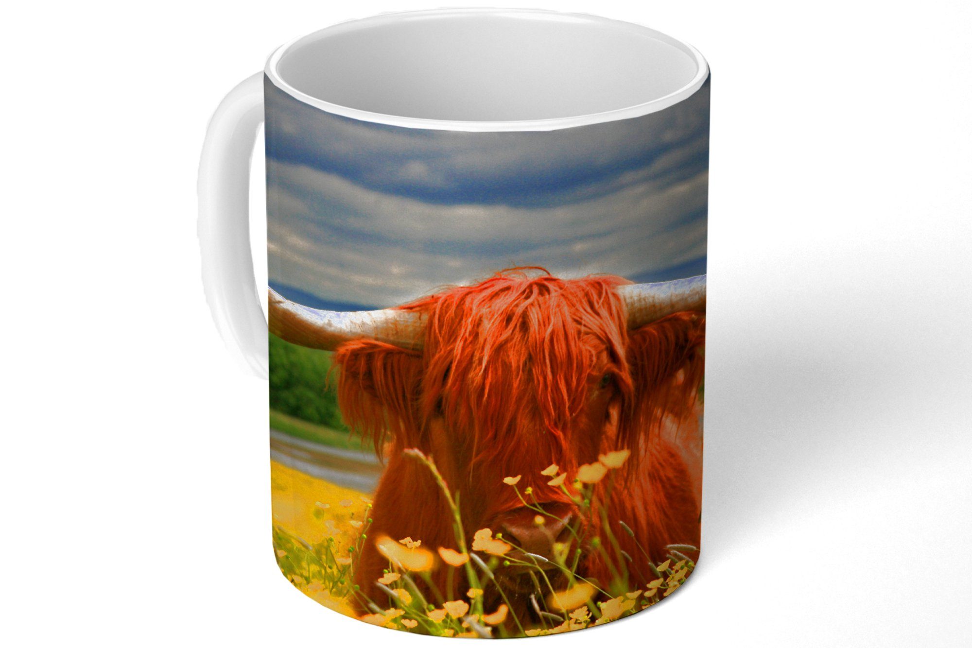 MuchoWow Schottischer Blumen, - Teetasse, Tiere Kaffeetassen, Geschenk Highlander Tasse - Becher, Teetasse, Keramik,