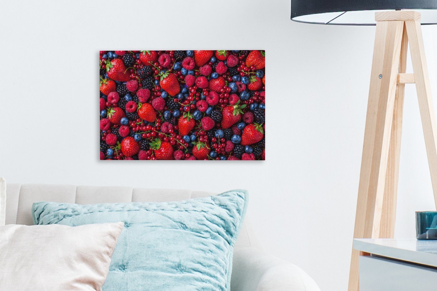 Obst Erdbeere, Leinwandbild OneMillionCanvasses® cm - Wald Aufhängefertig, Wandbild Leinwandbilder, (1 - Wanddeko, 30x20 St),