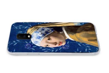 MuchoWow Handyhülle Mädchen mit Perlenohrring - Delfter Porzellan - Vermeer - Blumen -, Phone Case, Handyhülle OnePlus 7, Silikon, Schutzhülle