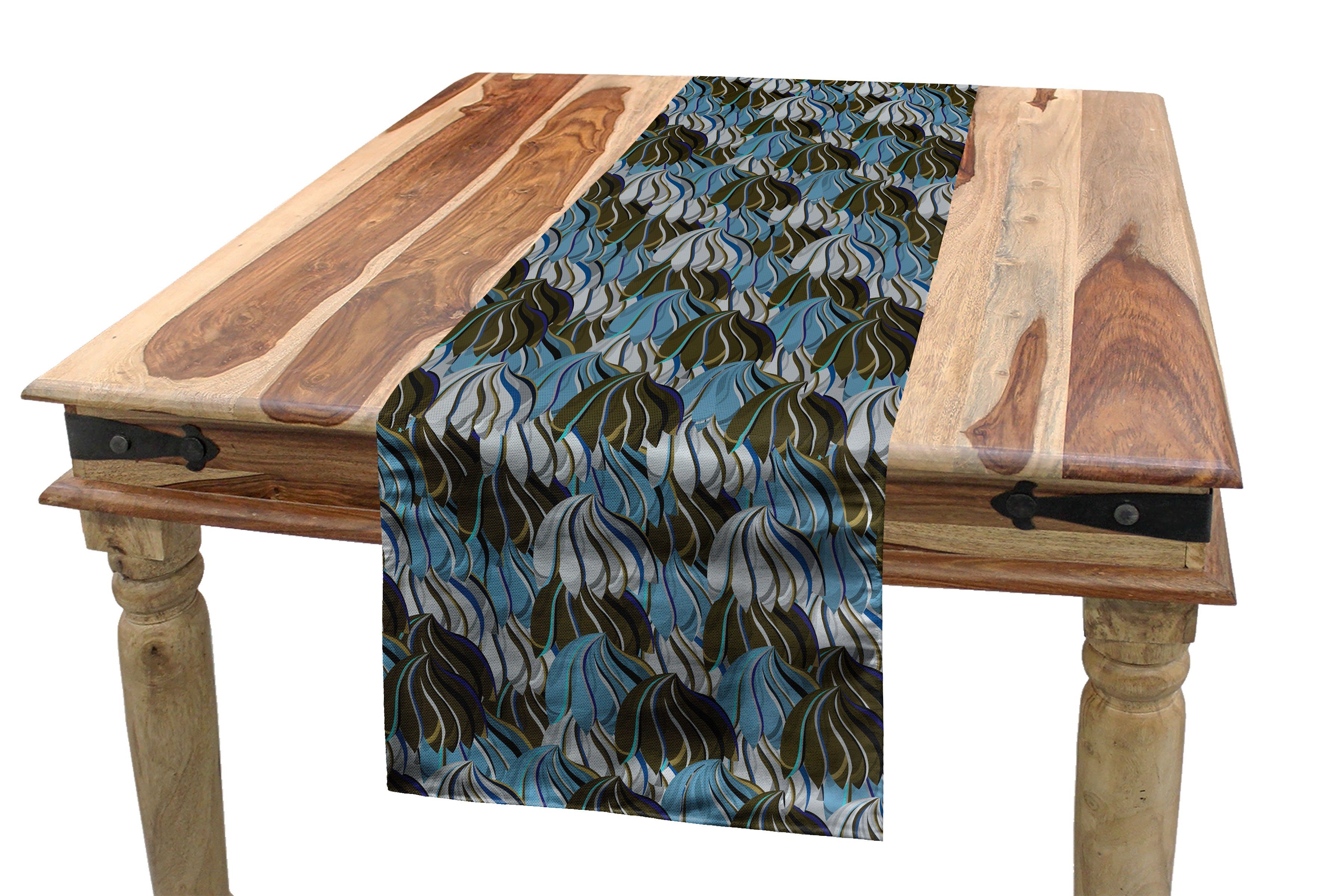 Abakuhaus Tischläufer Esszimmer Küche Rechteckiger Dekorativer Tischläufer, Grau und Blau abstrakte Strukturen