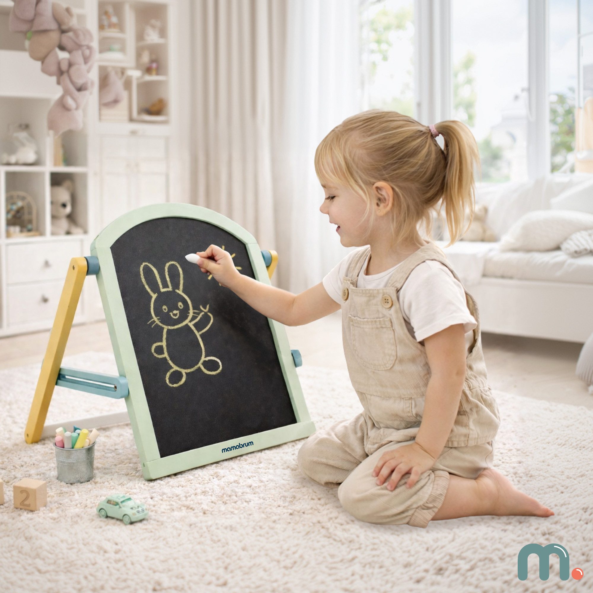 Mamabrum Kinderstaffelei Mamabrum Kinder Tafel 2in1 Magnettafel Kreidetafel mit Ständer – Bild 4 von 5