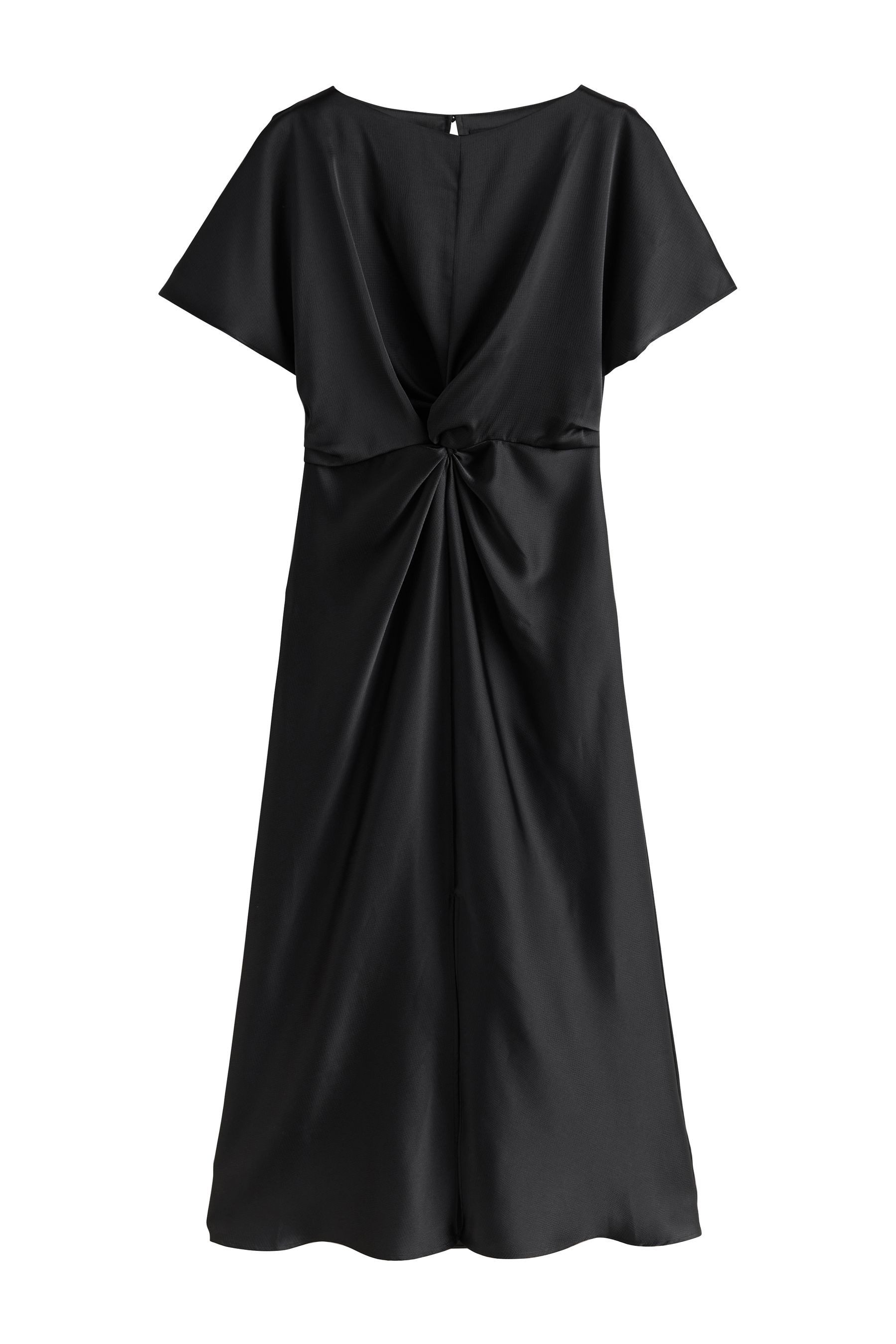 Next Midikleid Kurzärmeliges Midikleid aus strukturiertem Satin (1-tlg) günstig online kaufen