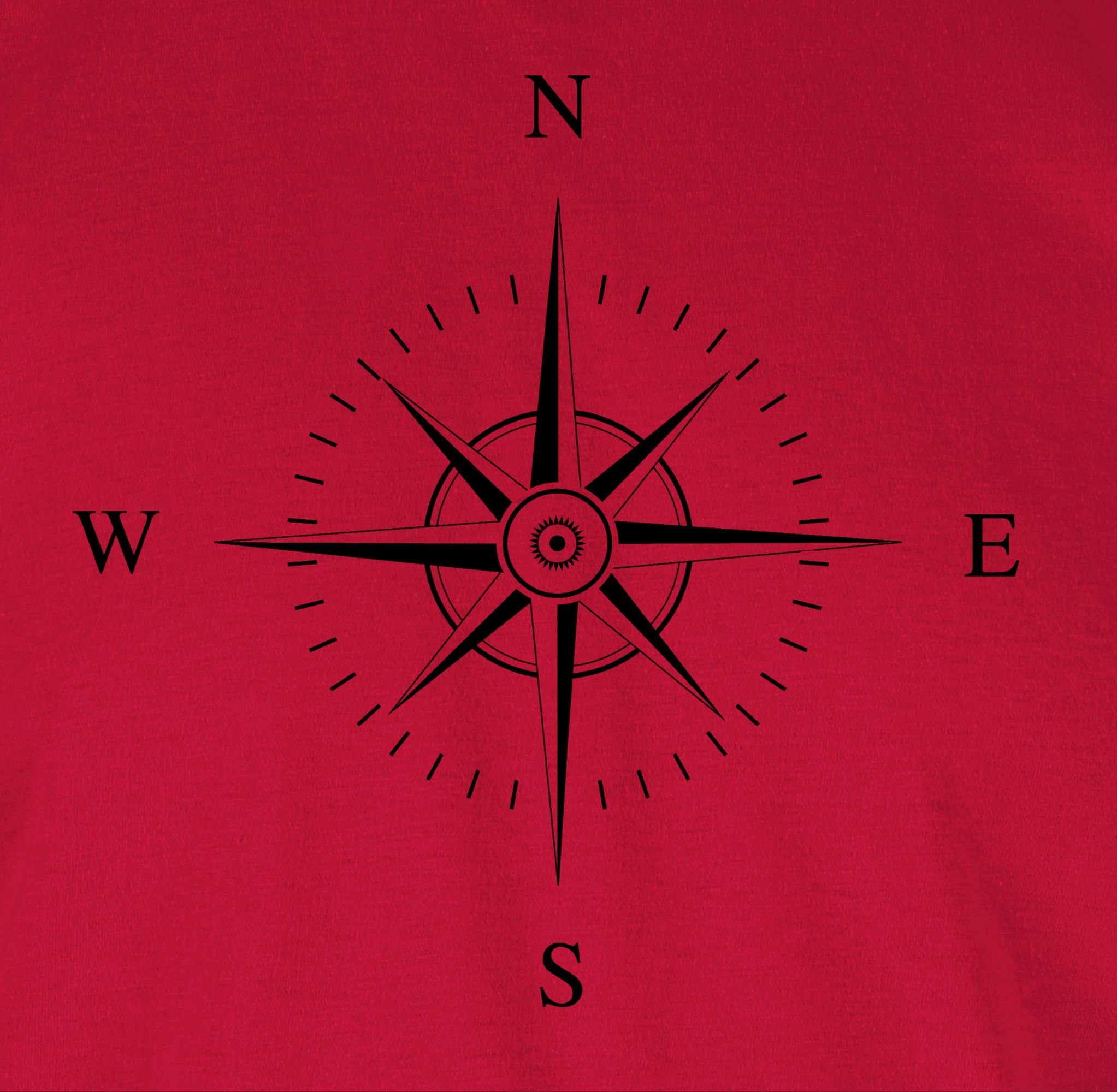 Sprüche Statement Rot Rundhalsshirt Kompass 1 Shirtracer schwarz -
