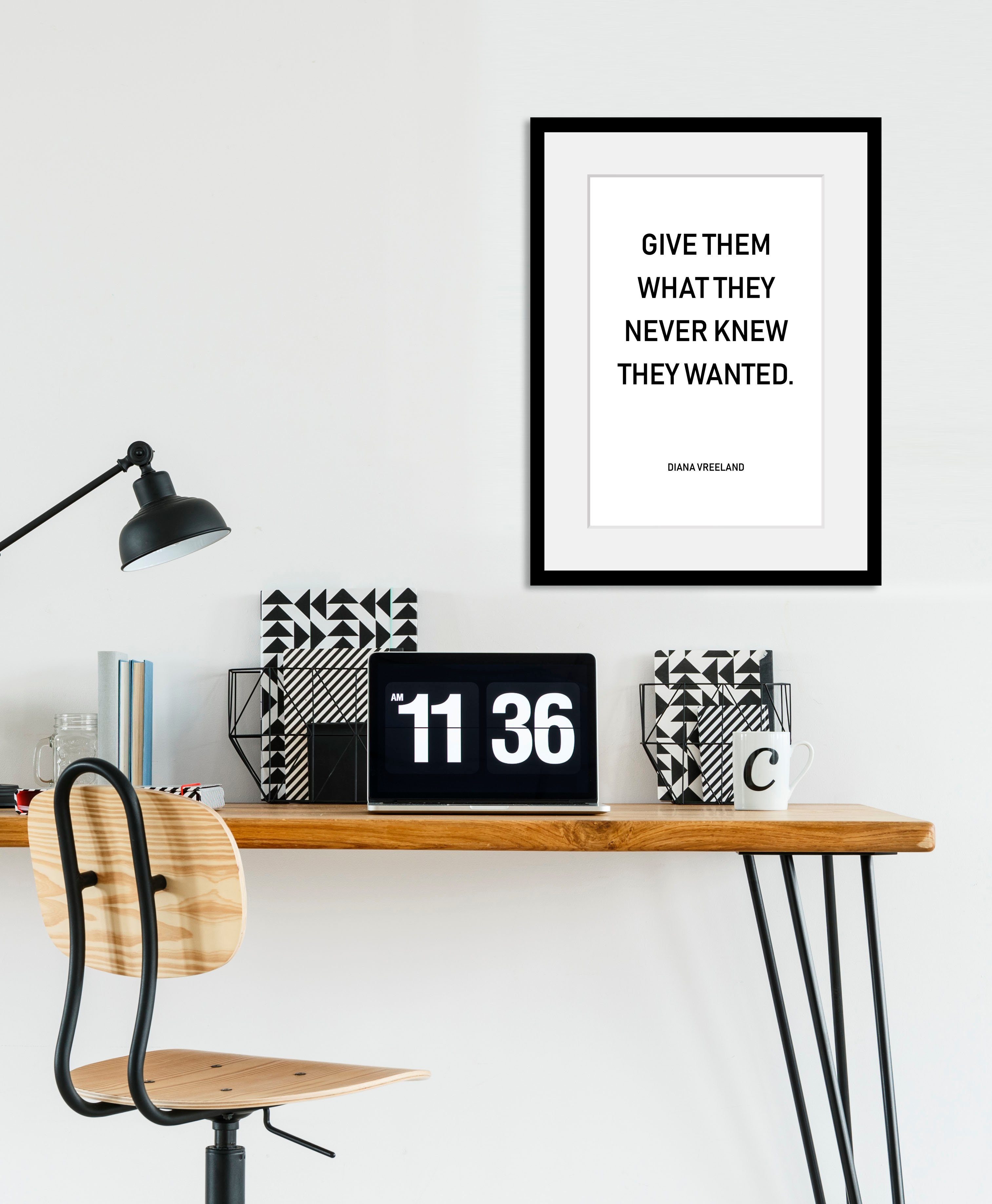 queence Bild Emma, Schriftzug, Schriftzüge, Schwarz-Weiß, Sprüche & Texte (1 St), HD Premium Poster-Druck inkl. Holzrahmen