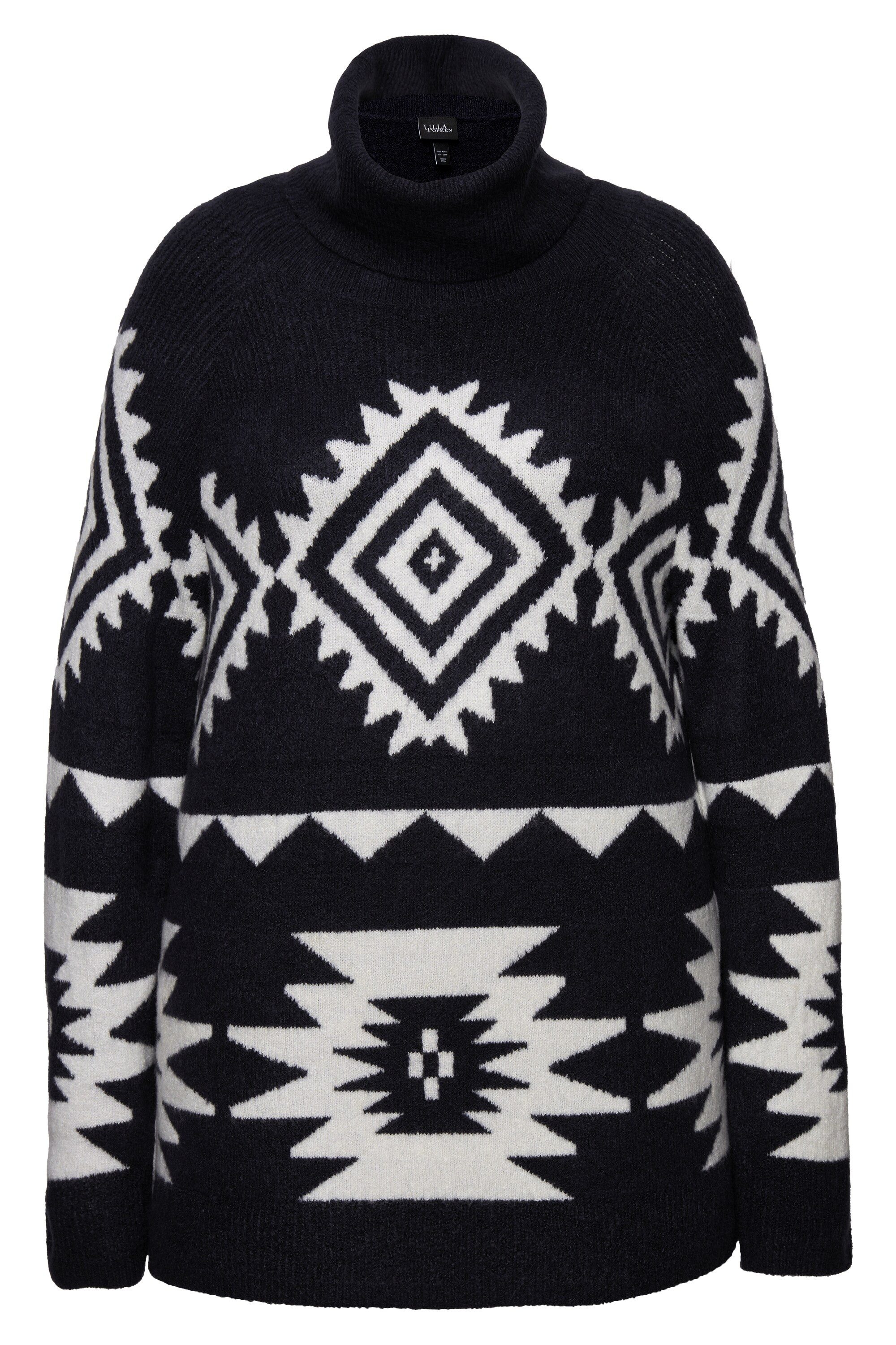 Ulla Popken Rollkragenpullover Pullover grafisches Muster günstig online kaufen