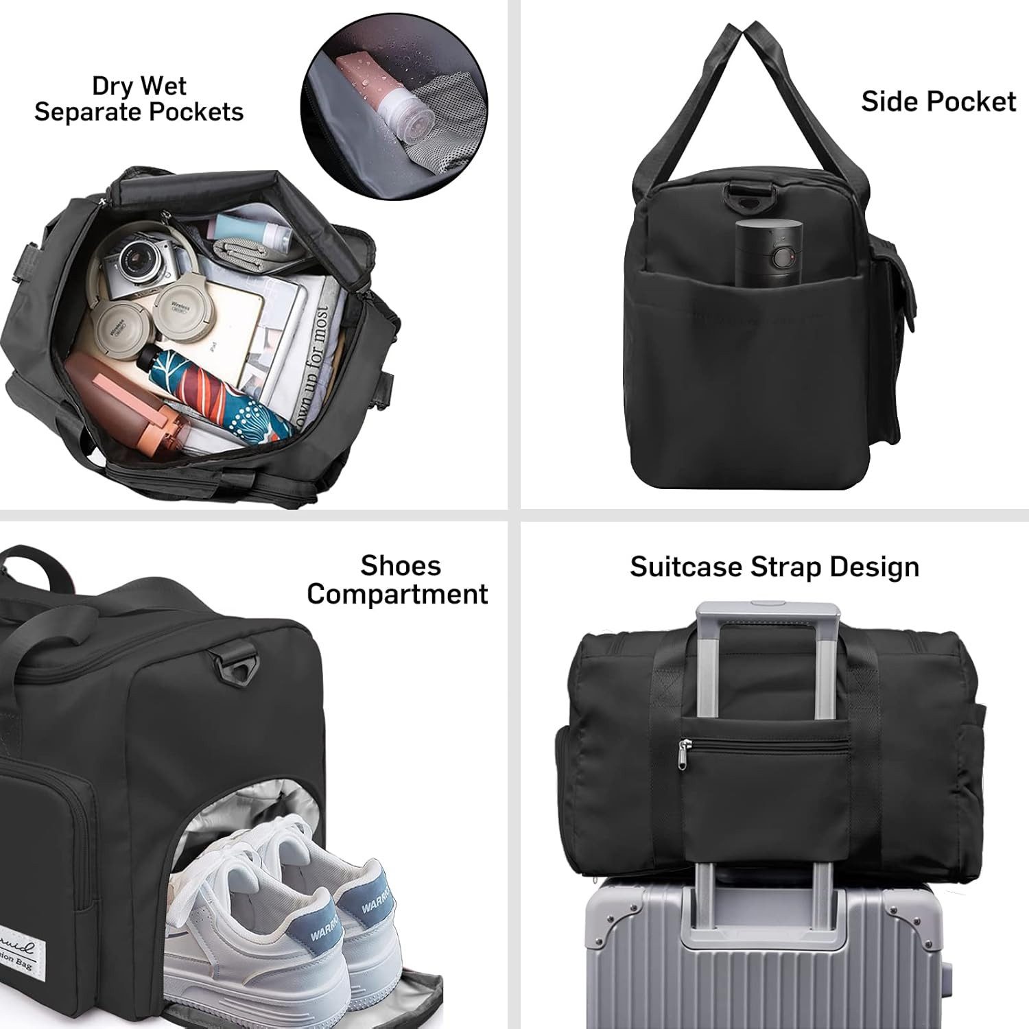 Toomoke Reisetasche Sporttasche mit Schuhfach und Nassfach für Herren Damen Wasserdicht (Trainings Tasche, Sport Bag für Sport & Reisen, mit verstellbaren Schultergurten,Schuhfach und Nassfach), Praktisches und leichtes Design