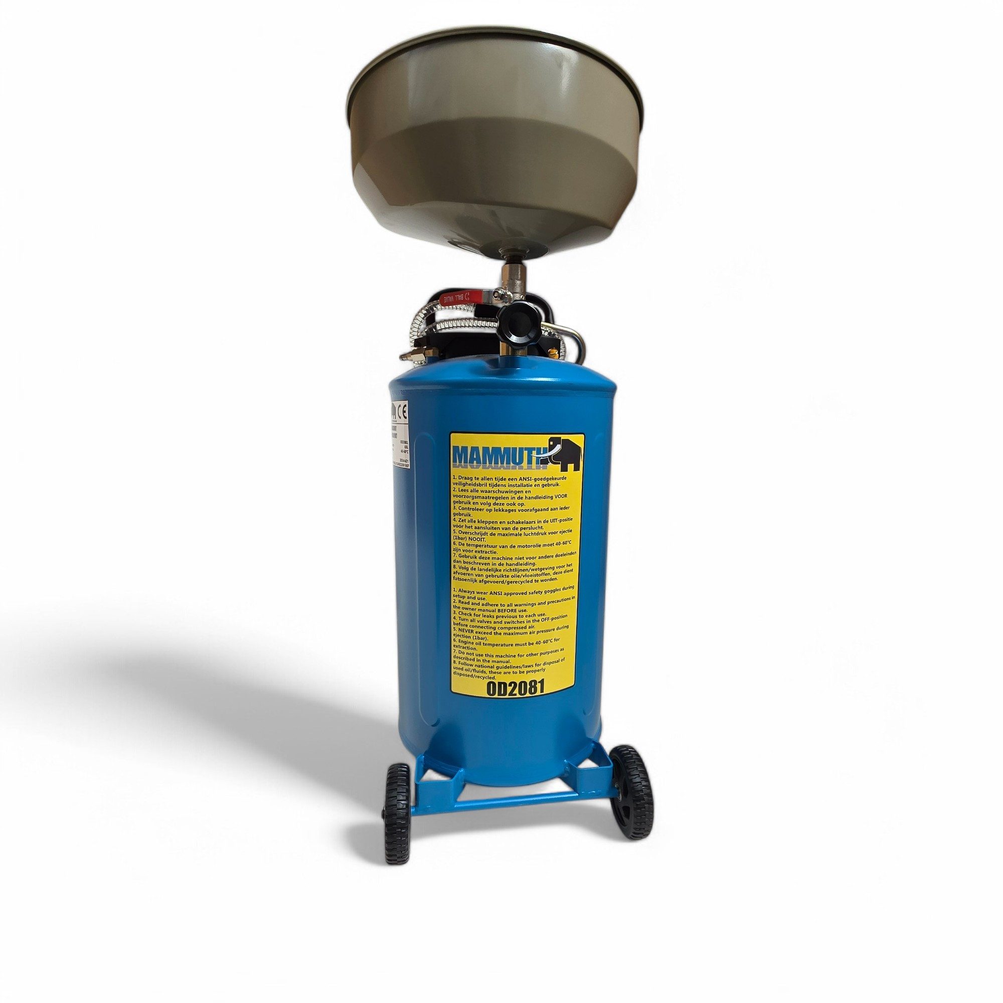 DeTec. Ölauffangwanne Auffangbehälter 65l mit höhenverstellbarem Trichter, Ölauffangwagen Rollbar KFZ Ölablassgerät pneumatisch max. höhe 1630mml